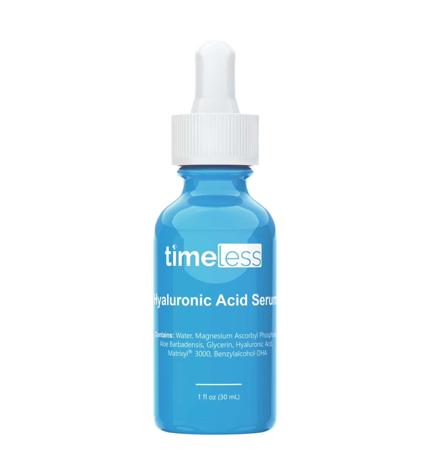 Timeless Skin Care Hyaluronic Acid + Vitamin C Serum - 1 oz | Brighten, Smooth, and Hydrate | Includes Matrixyl 3000 | For All Skin Types - Buy Online on GoSupps.com