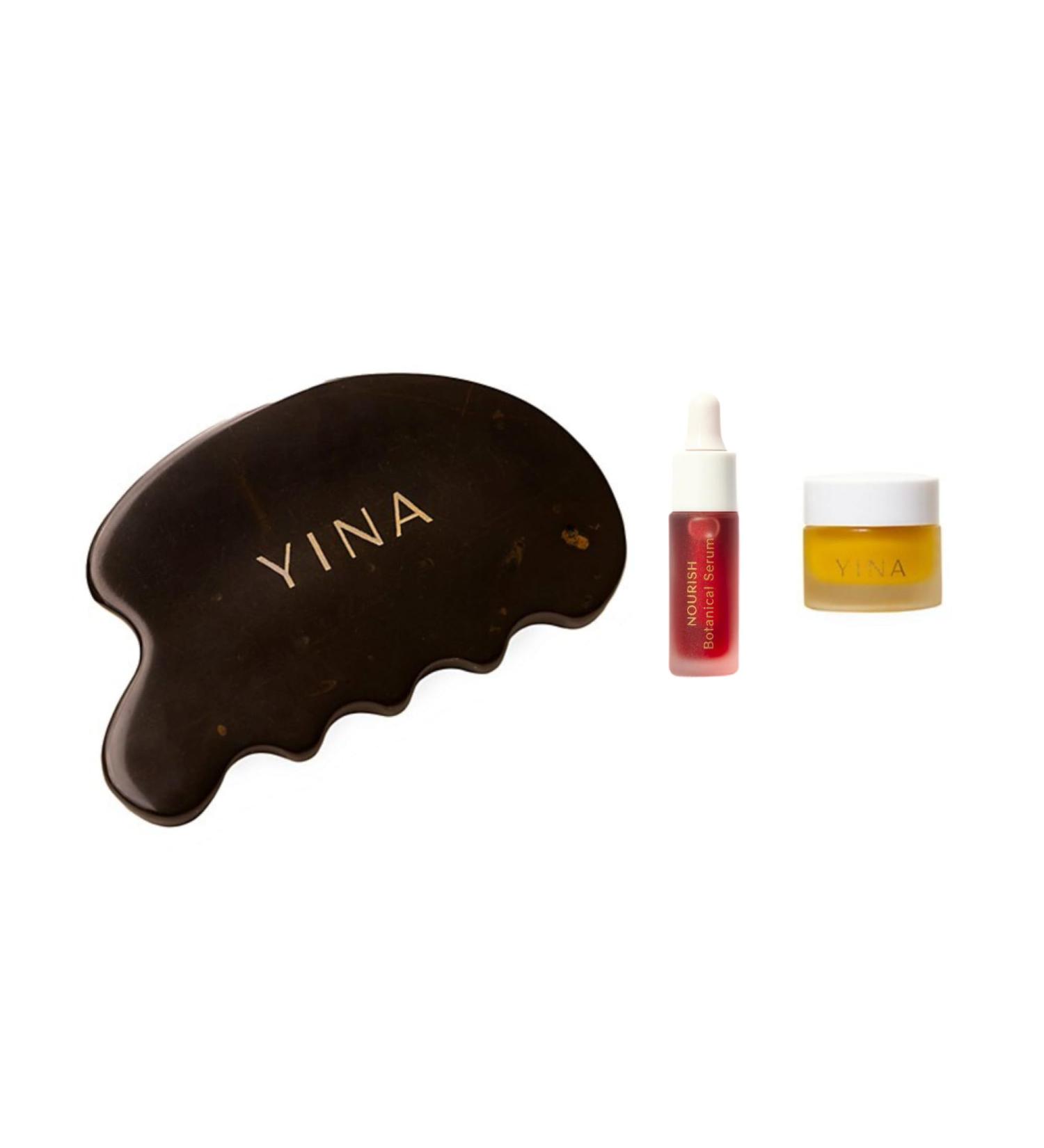 YINA Gua Sha Discovery Set | Nourish Botanical Serum | Sustainable Cruelty-Free Clean Skincare - Shop Internationally - Buy Online on GoSupps.com