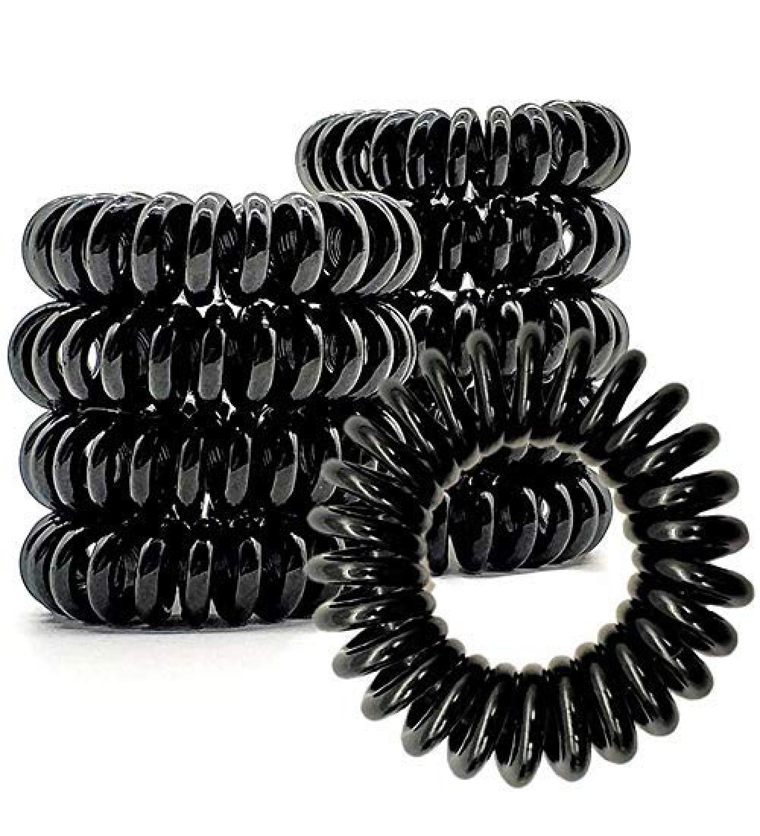 Premium Spiral Hair Ties - 10 Pack for Men, Women, & Children | Black Phone Cord Hair Coils (5.5cm) - Buy Online on GoSupps.com