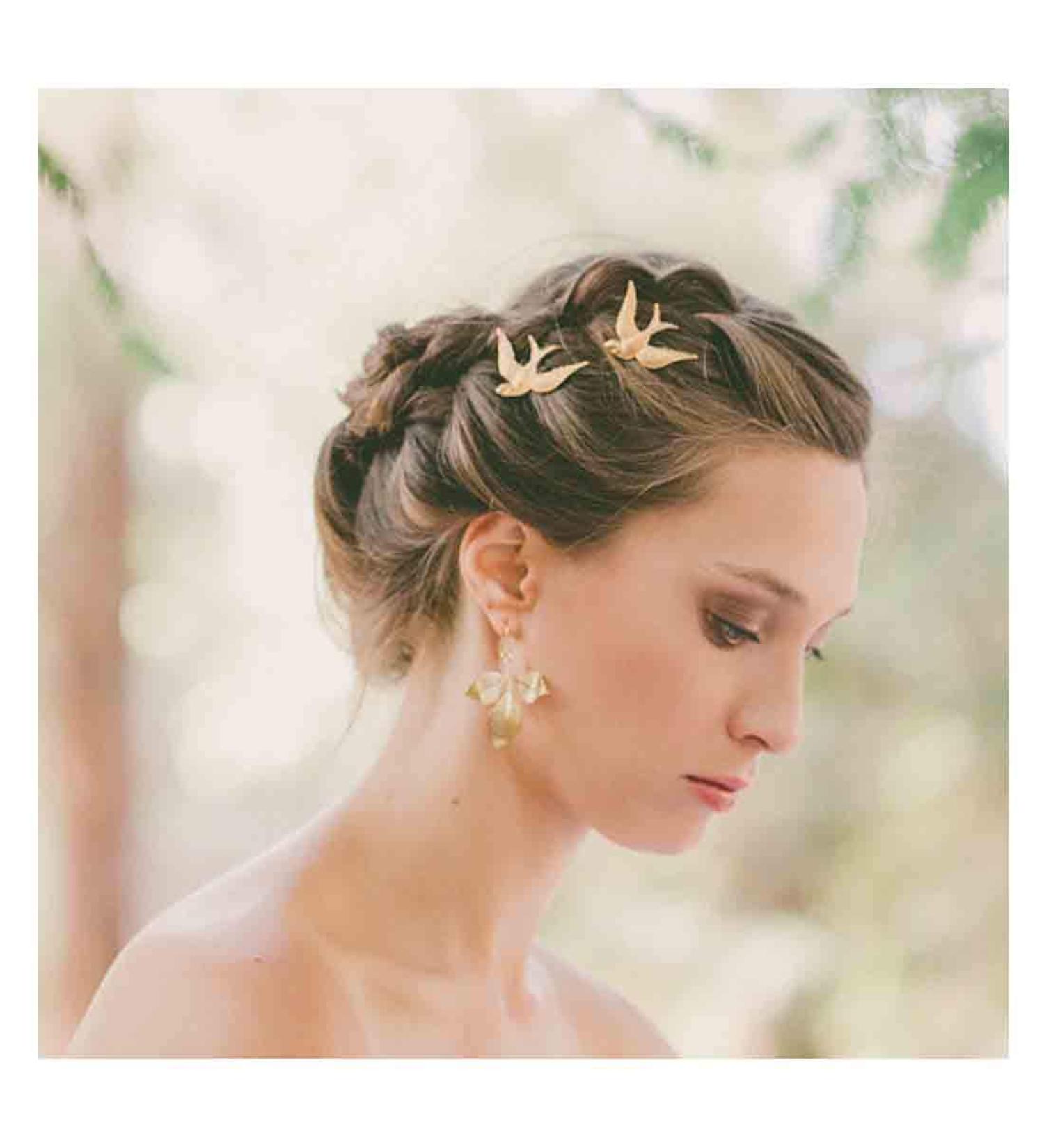 Olbye Sparrow Gold Bird Hair Pins Set for Bridal & Girls | 2 Pcs - Buy Online on GoSupps.com
