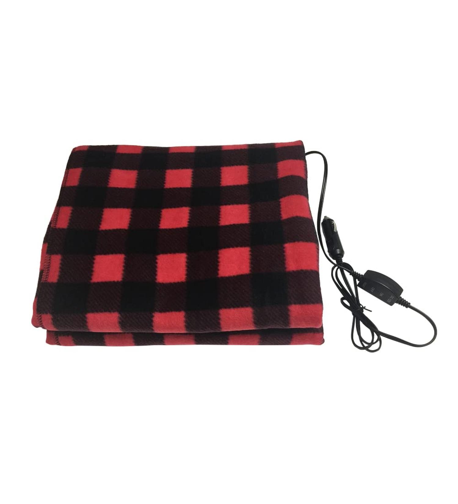 Bosuge Heated Car Ceiling Blanket - Quick Heating 12V Portable Fleece Travel Blanket in Red & Black for Winter - Buy Online on GoSupps.com