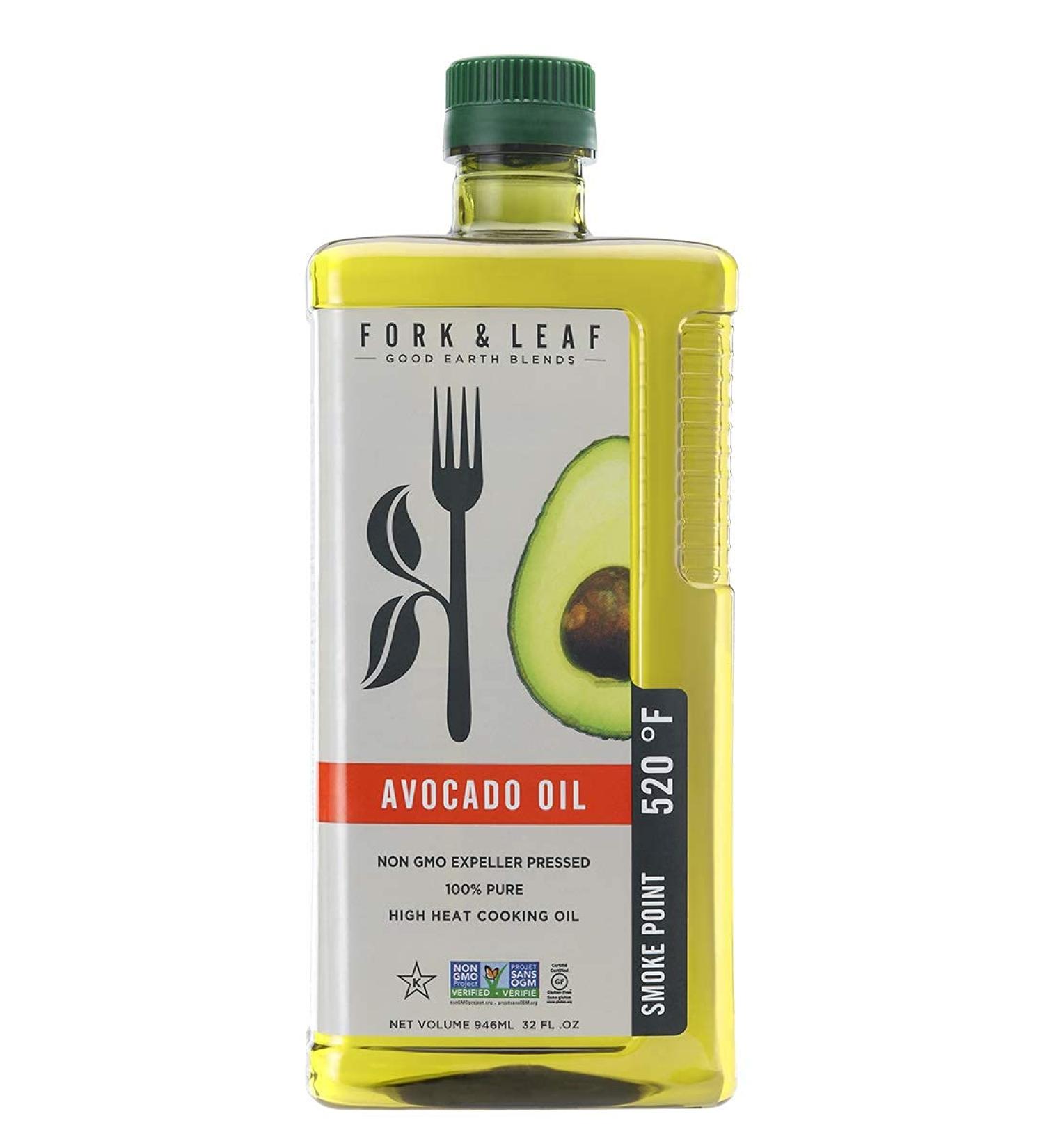 Fork & Leaf Avocado Cooking Oil 946 ml - High-Heat Cooking, Frying, Baking, Sauces, Dressings, Marinades | 32 Fl. Oz - Buy Online on GoSupps.com