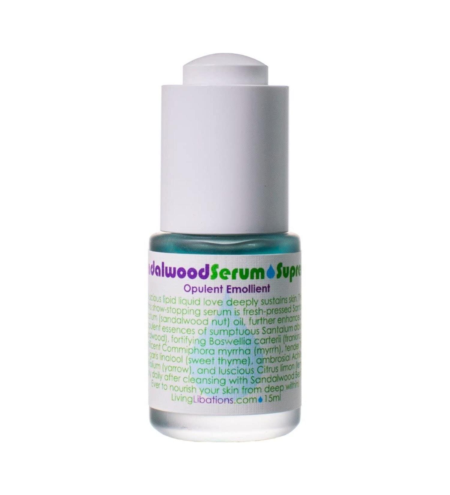 Living Libations - Organic Sandalwood Face Serum Supreme | Natural Wildcrafted Clean Beauty (.5 oz | 15 ml)