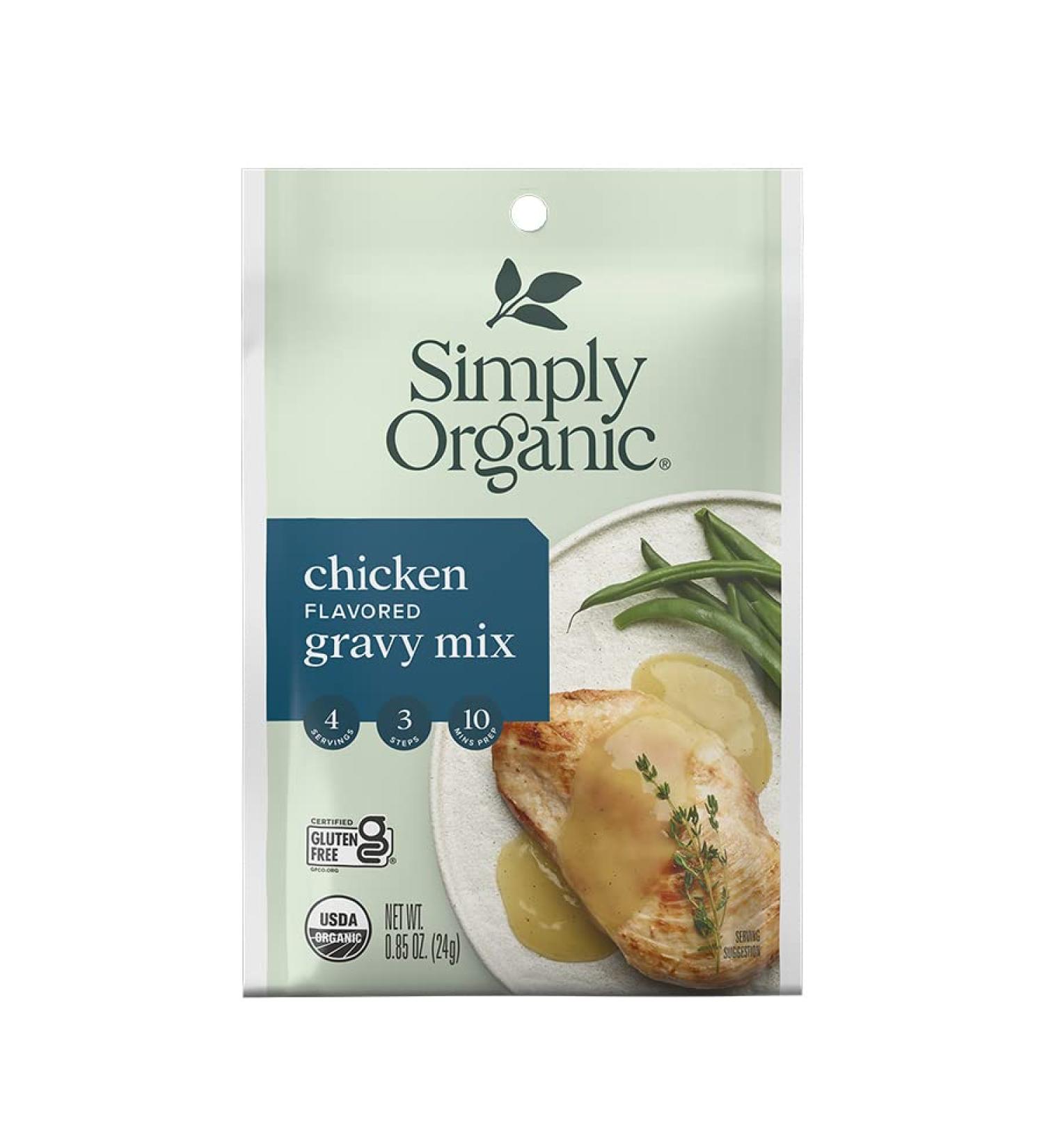 Simply Organic Chicken Flavored Gravy Mix 0.85 oz (Pack of 4) | Certified Organic, Gluten-Free - Buy Online on GoSupps.com