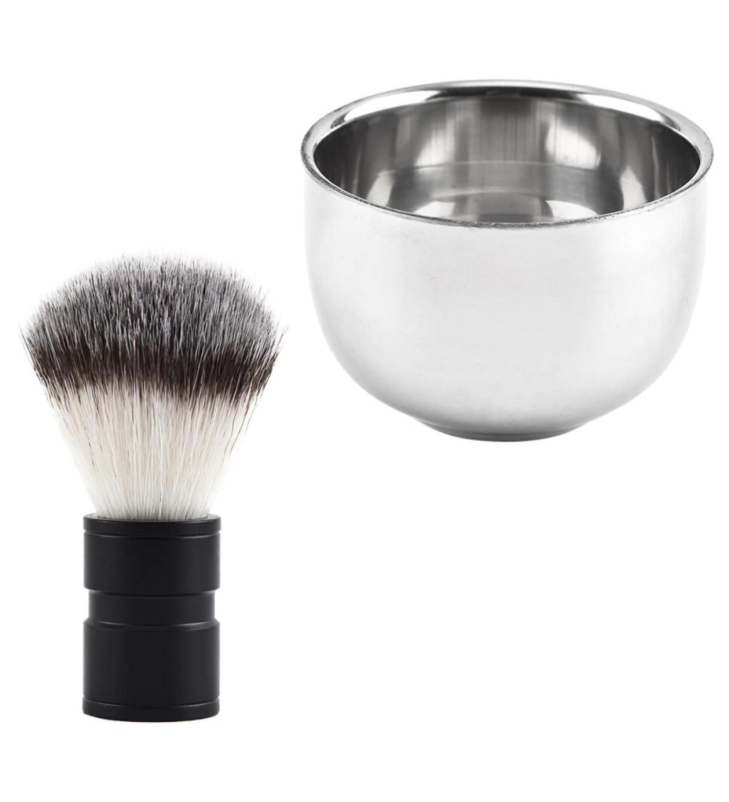 Beaupretty 2-Piece Metal Razor Brush & Bowl Shaving Set for Men | Facial Cleaning & Shaving Gift | 304# Steel - Buy Online on GoSupps.com