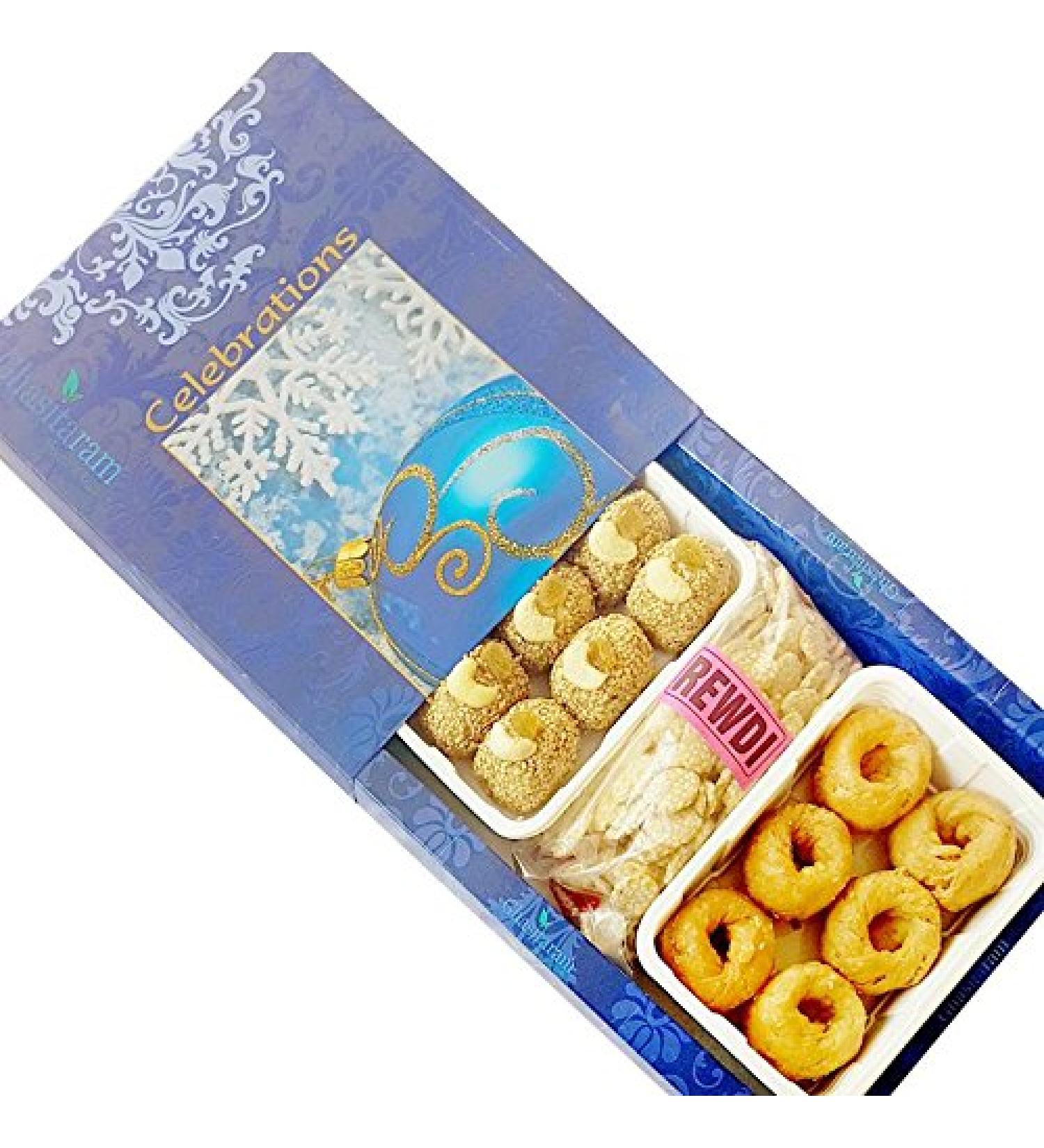Ghasitaram Gifts Lohri Sweets - Til Laddoo Revadi and Khajoor Hamper - Buy Online on GoSupps.com