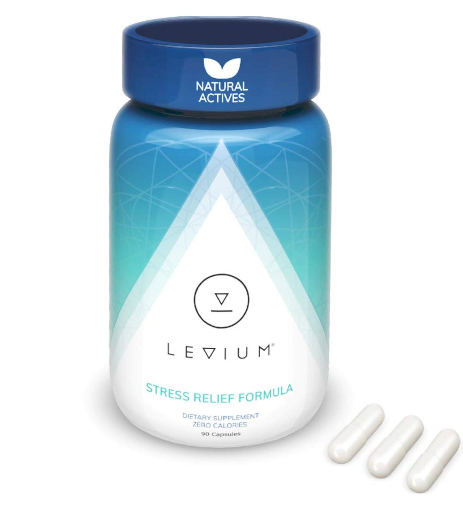 Levium Calming Stress Relief Vitamin Supplement | Natural Mood Boosting Capsules | 90 Count Bottle - Buy Online on GoSupps.com