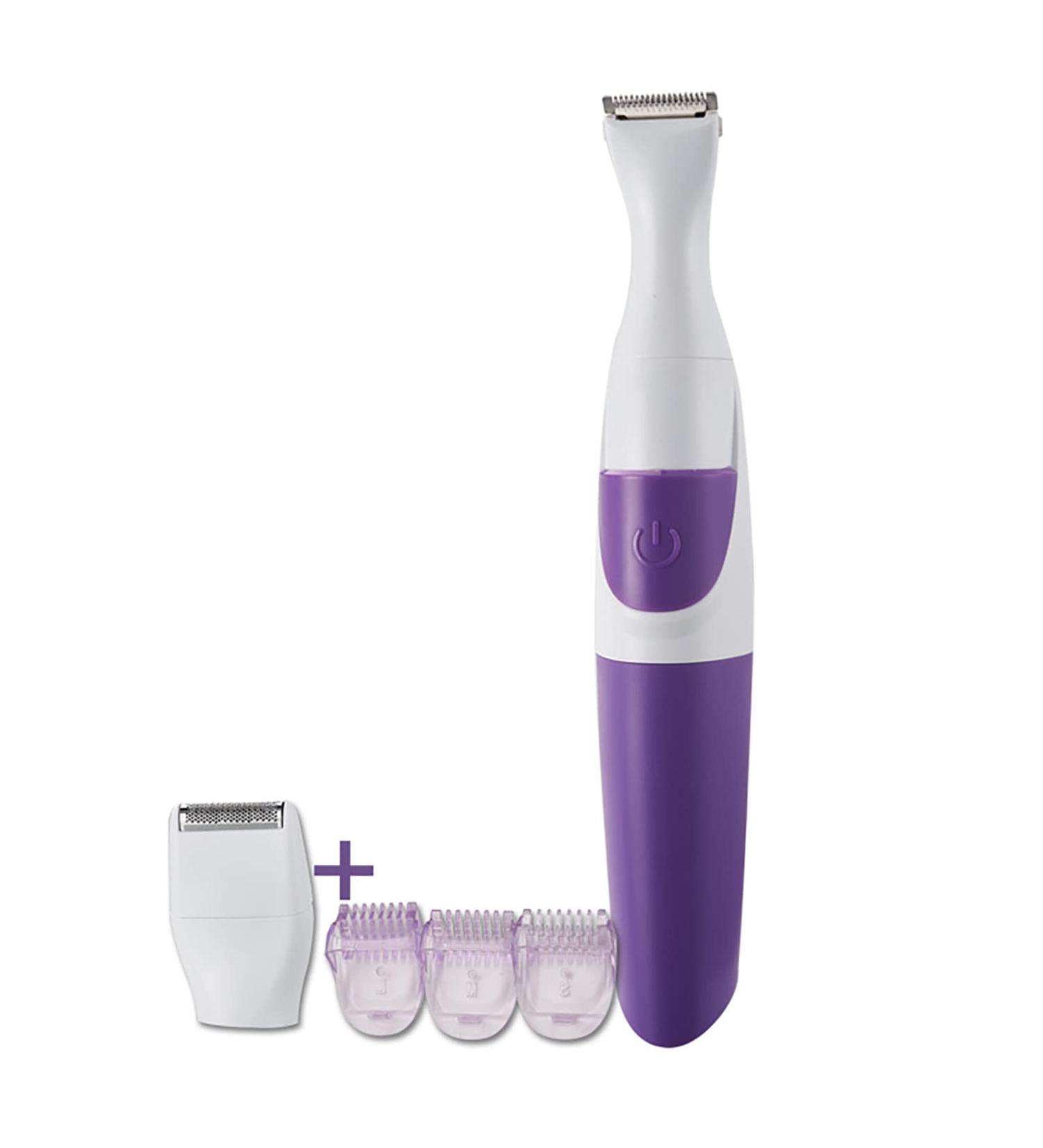 2 in 1 Waterproof Women Hair Trimmer Electronic Washable Hair Trimmer Clipper for Bikini Line Wet and Dry Use Purple - Buy Online on GoSupps.com