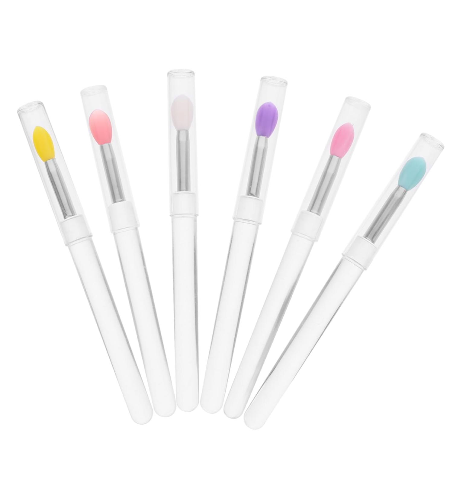 DRESSOOS 6pcs Small Lip Brush with Lid Lip Gloss Lipstick Eyeshadow Eye Shadows Applicators Lip Applicator Silicone Makeup Brush Lip Mask Applicator Lip Wands Scrub Brush Plastic - Buy Online on GoSupps.com