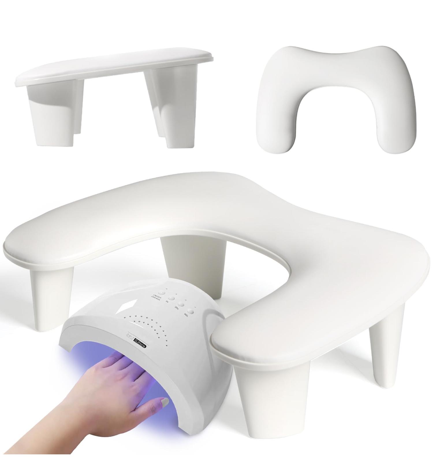 MoyRetty Arm Rest for Nail Techs - Luxurious U-Shaped Manicure Hand Stand | Premium White Leather | Ultimate Comfort & Easy Assembly - Buy Online on GoSupps.com