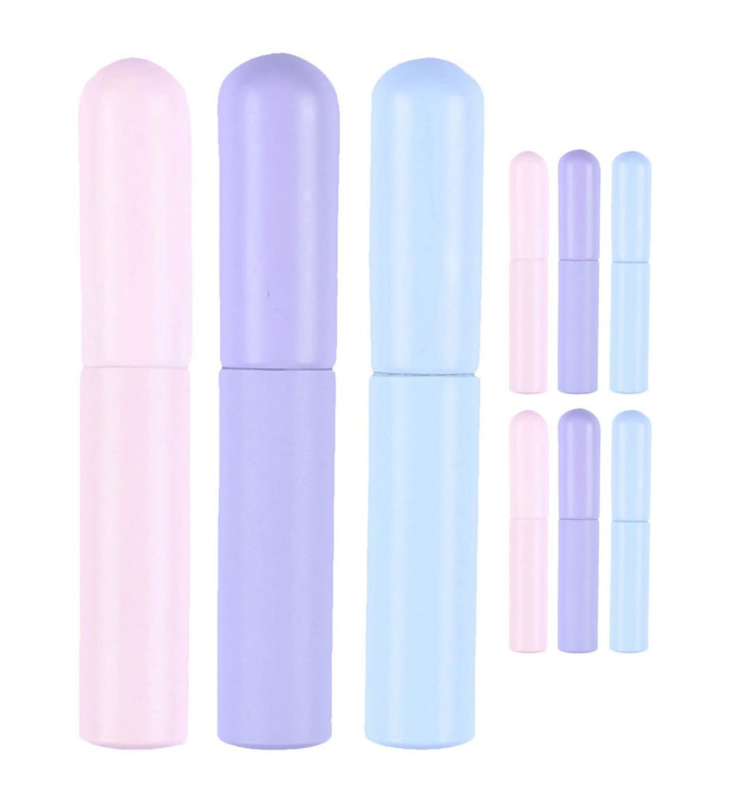 9pcs Silicone Lip Brushes Set | Portable Round Head Applicators for Lipstick Lip Gloss & Balm | Reusable Makeup Tools in Pink Purple & Blue - Buy Online on GoSupps.com