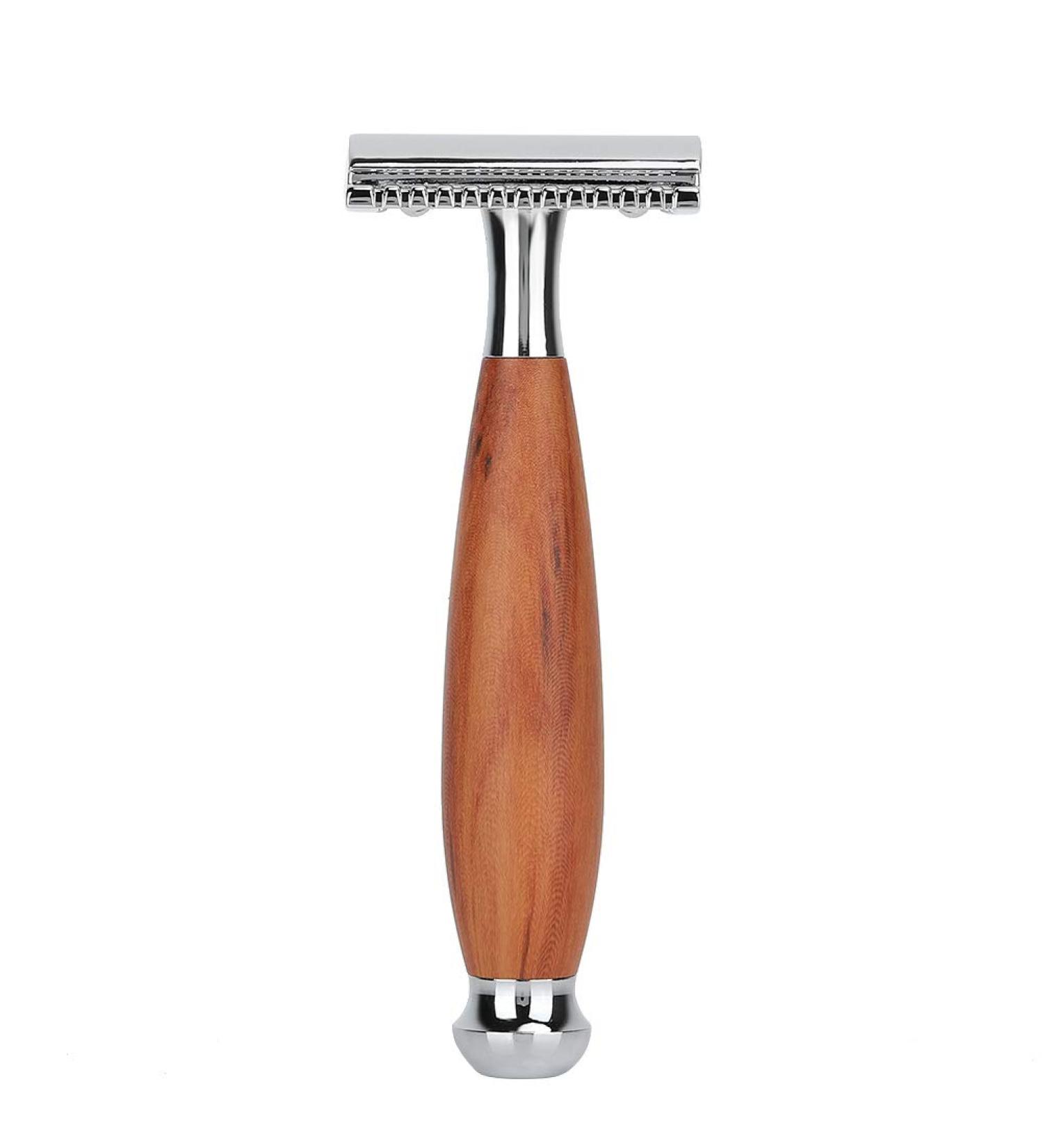 Ankroyu Men's Bar Shaver - Premium Metal Safety Razor Adjustable Double-Sided Manual Razor with Wooden Handle for a Smooth Shave - Buy Online on GoSupps.com