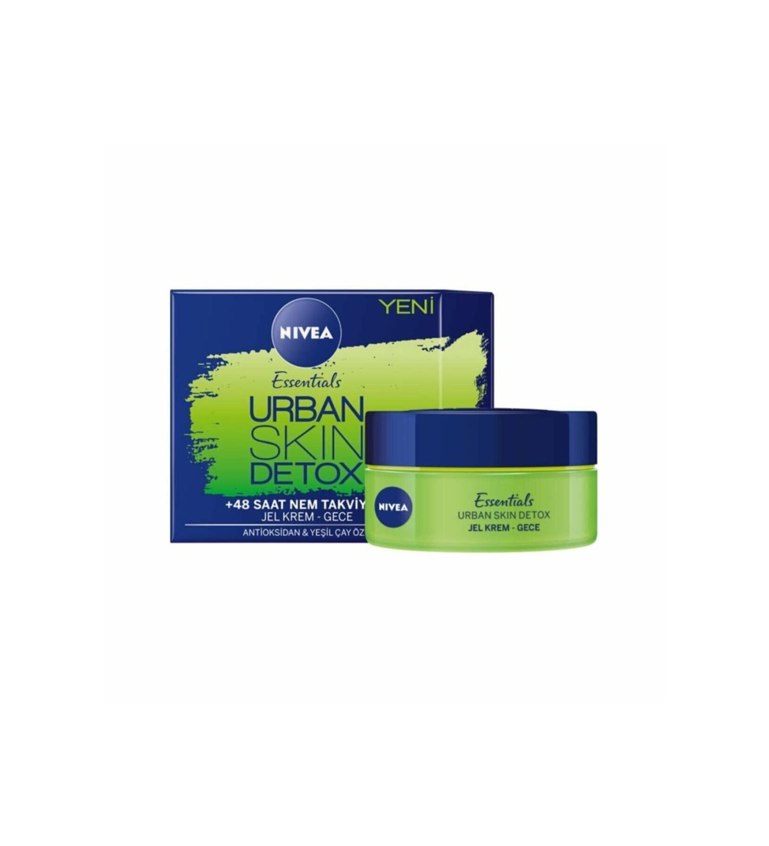 NIVEA Skin Detox Night Care + 48H Intense Hydration, moisturizing face cream with Green Tea & Hyaluronic Acid, women's care for all skin types, 50 ml