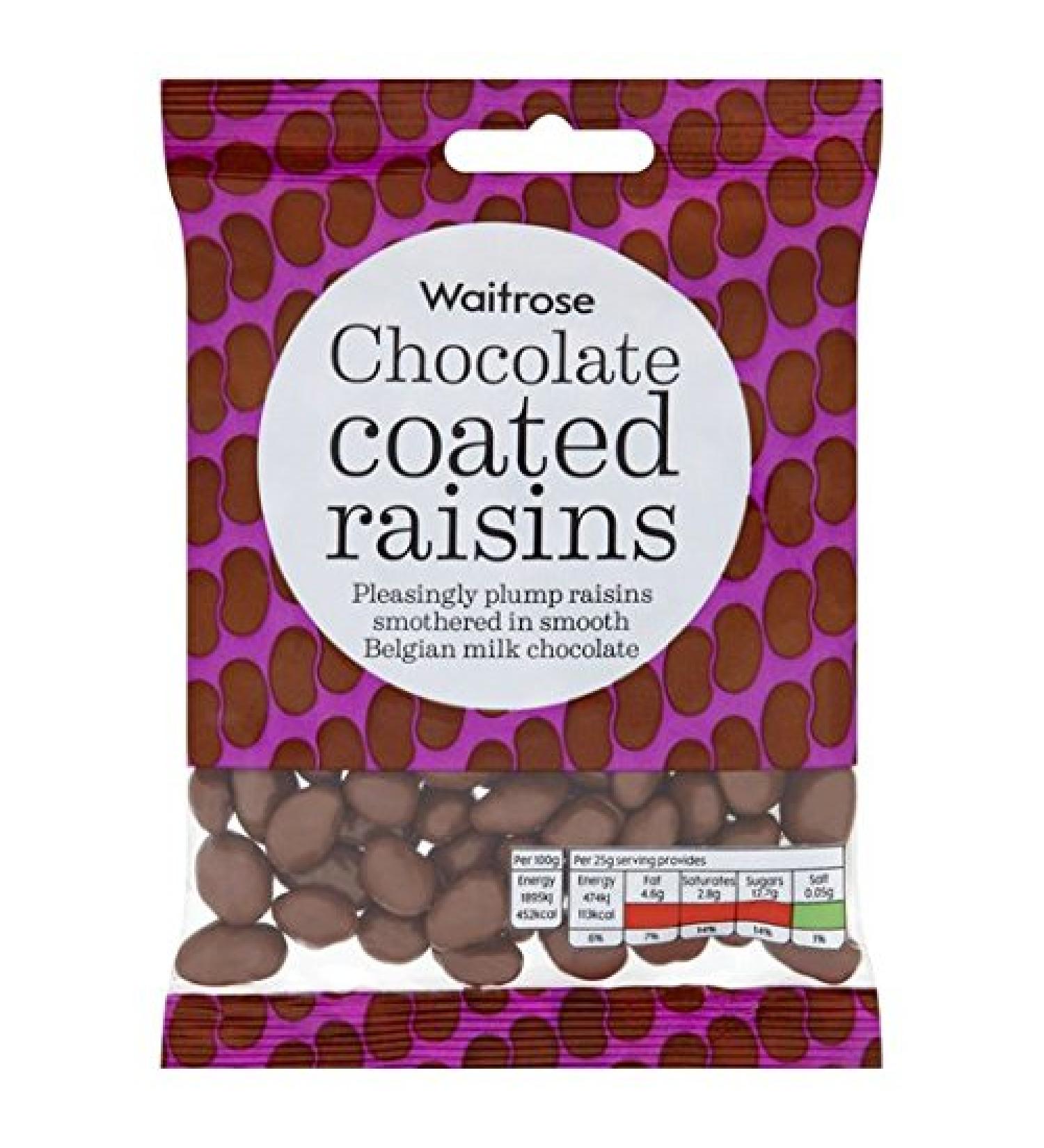 Waitrose Belgian milk chocolate with raisins 150g