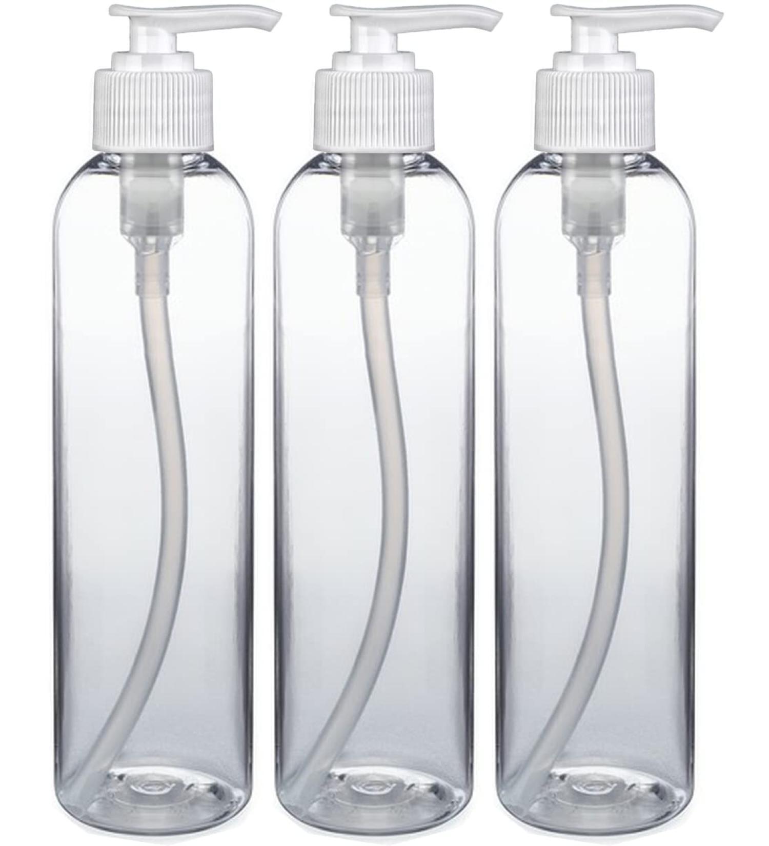 BRIGHTFROM 8 oz BPA-Free PET Lotion Pump Bottles - 3 Pack, Refillable Clear Plastic Containers for Soap, Shampoo, Lotions, and More - Buy Online on GoSupps.com