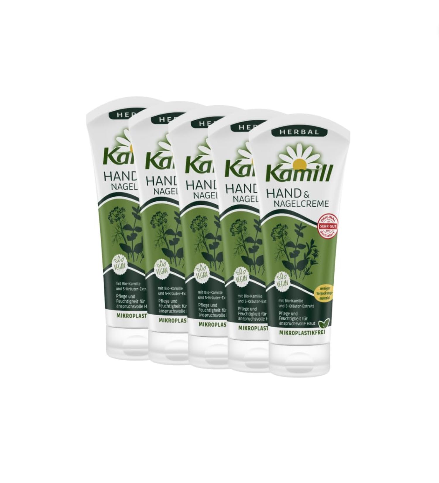 Kamill Herbal Hand & Nail Cream (5 x 100ml) - Nourishes & Protects with 5 Herbal Extracts & Vegan Ingredients - Buy Online on GoSupps.com