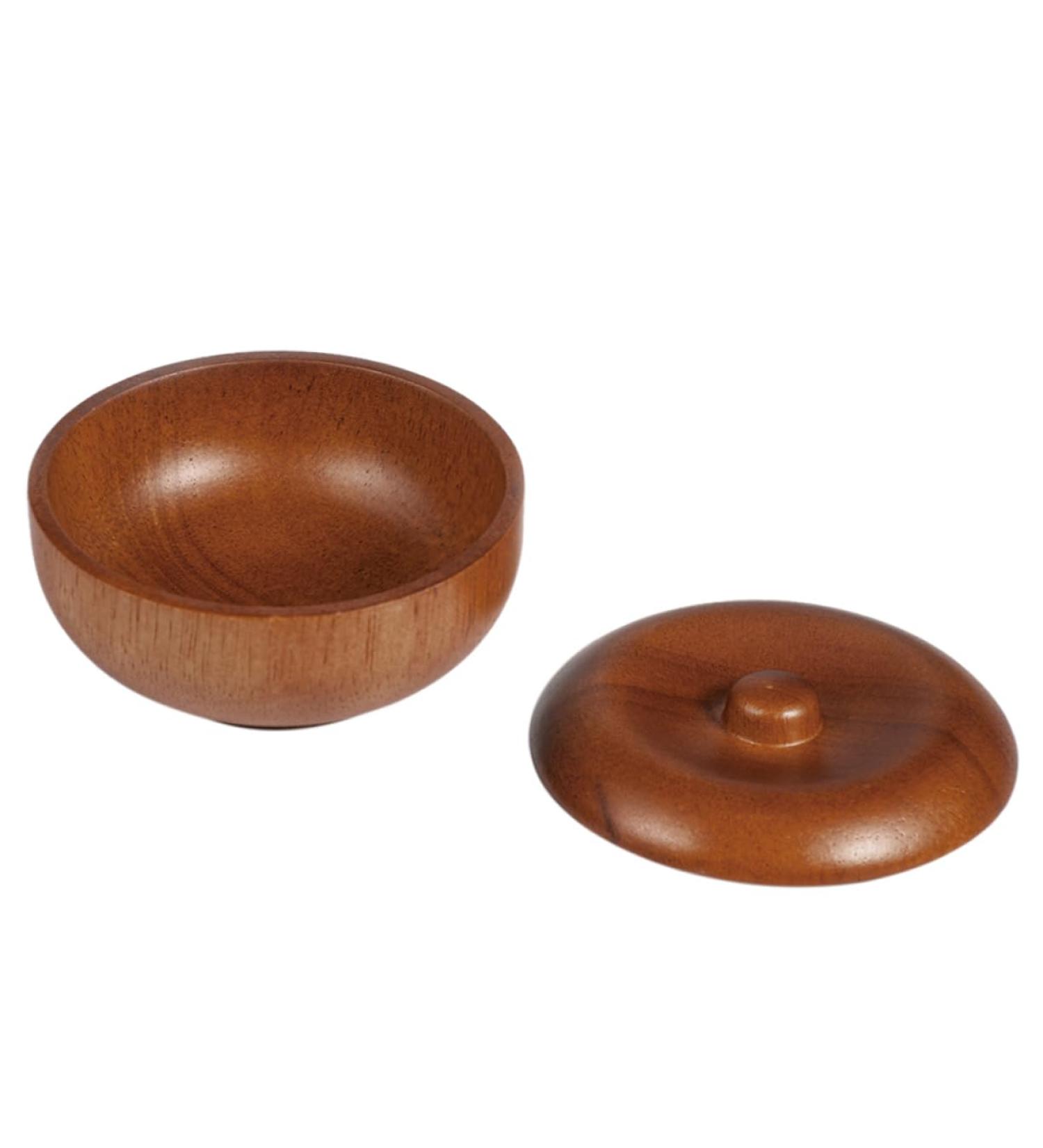 Doitool Men's Shaving Bowl with Lid - Wooden Brown 9.7x9.7 cm | Ideal for Shaving Soap Foam & Brushes | Premium Grooming Accessories - Buy Online on GoSupps.com