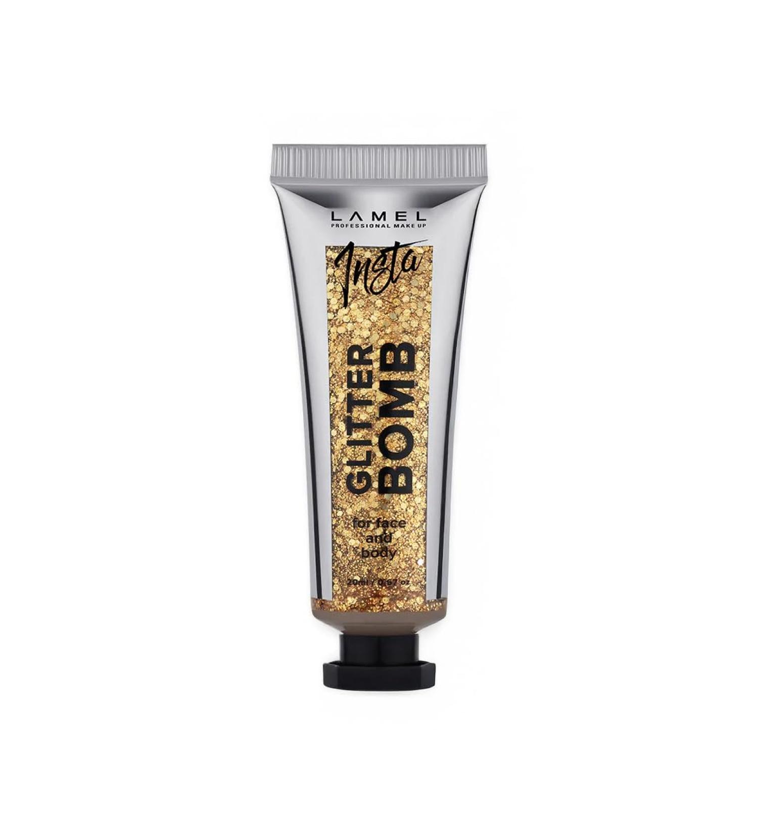  Lamel Lamel INSTA N.402 Bomb Face and Body Glitter Gel Texture Transparent and Shimmering 20 ml Gold - Buy Online on GoSupps.com