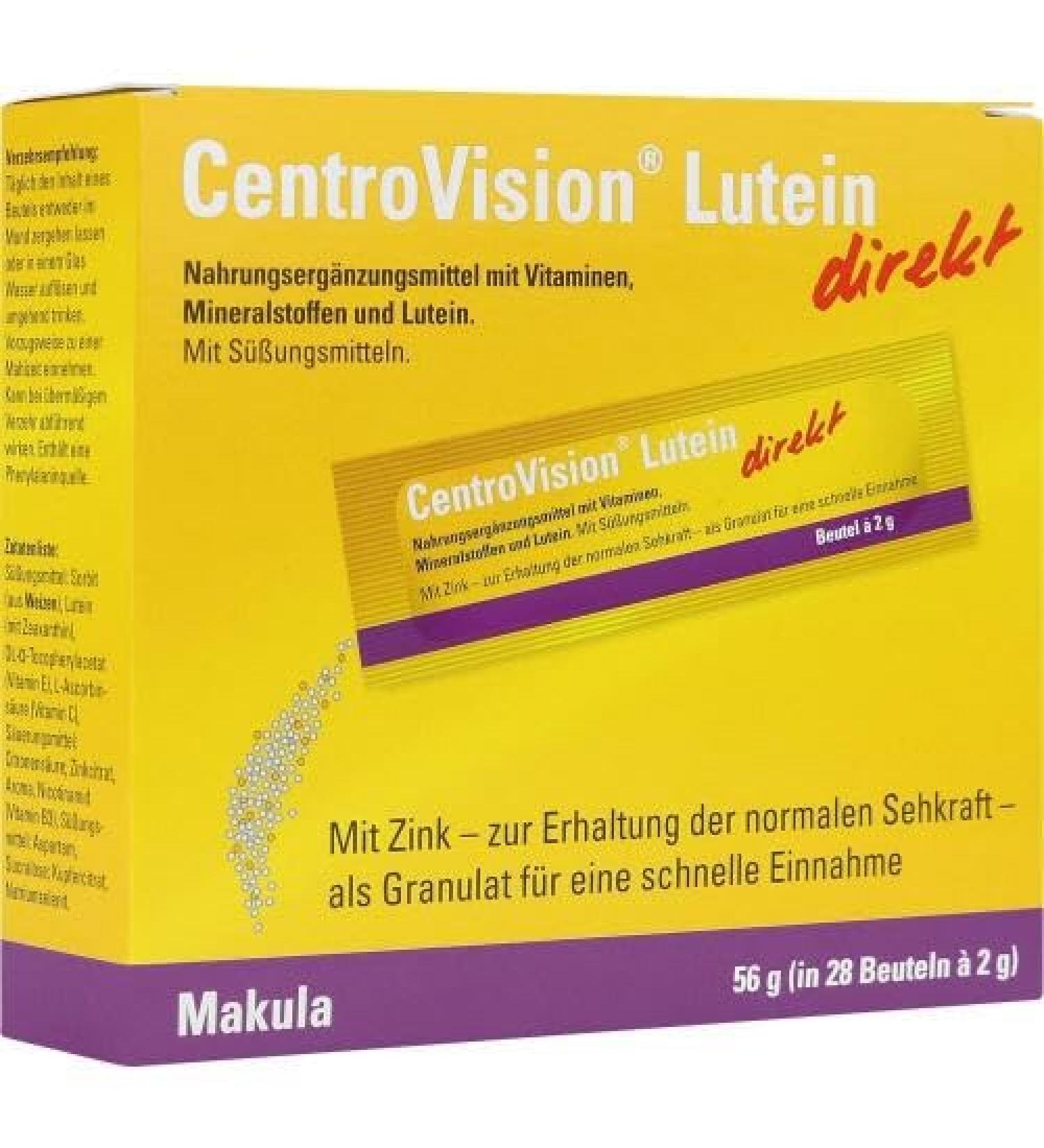 CENTROVISION Lutein 15 mg direct granules 28 pcs
