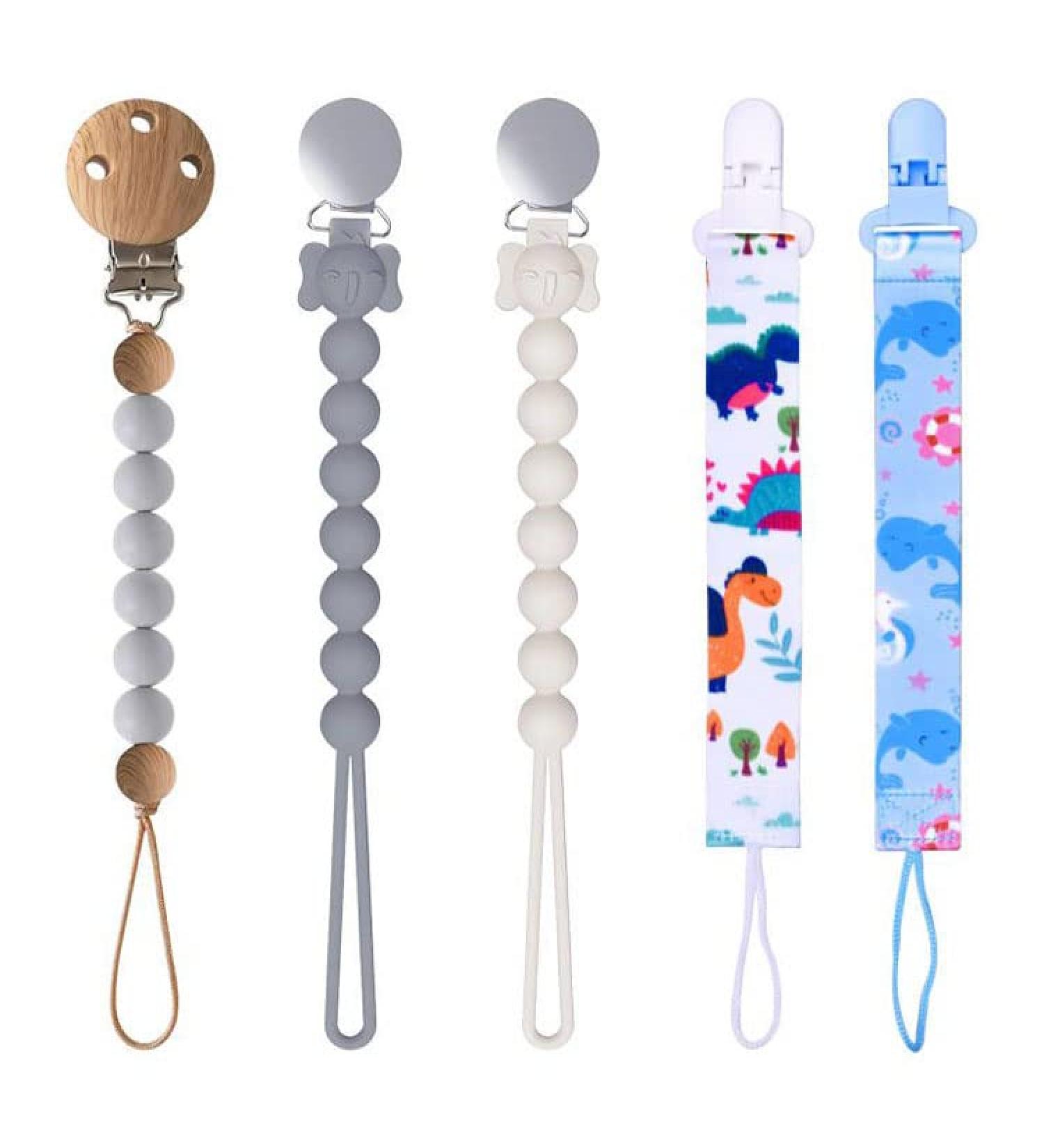 Silicone Pacifier Clips - BPA Free Teething Pacifier Holder for Baby Girl & Boys (5 SET) - Buy Online on GoSupps.com