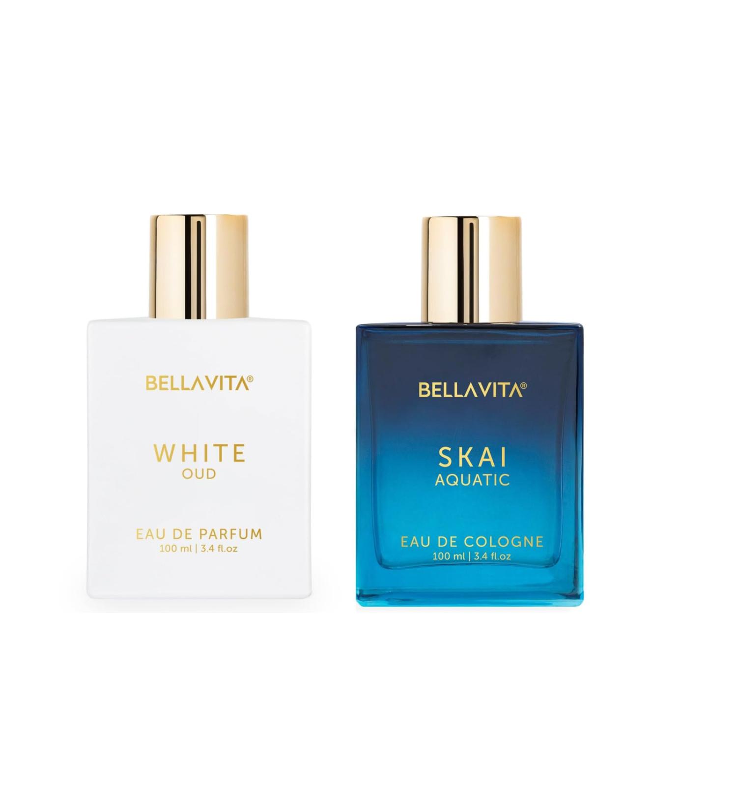 BellaVita Luxury White Oud & Skai Aquatic Unisex Perfume Combo | Long-Lasting Clean & Natural | Ideal Gift Set for Men & Women | Vegan Cruelty-Free | Gift Set for Birthday & Anniversaries - Buy Online on GoSupps.com