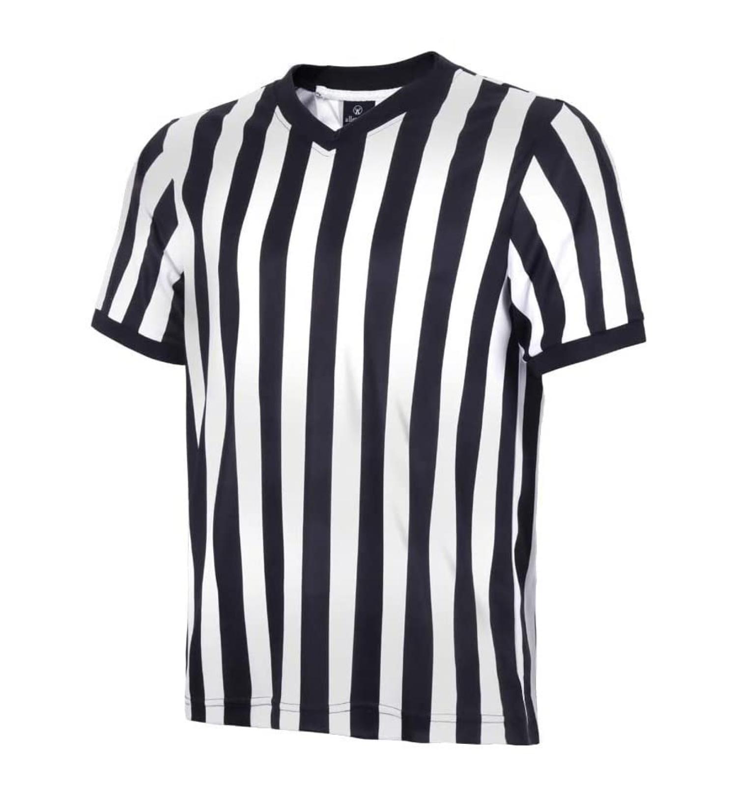 allentian Men's Referee Shirt - Black & White Stripe Pro-Style V-Neck Jersey for Basketball, Football & Soccer - Size Medium - Buy Online on GoSupps.com