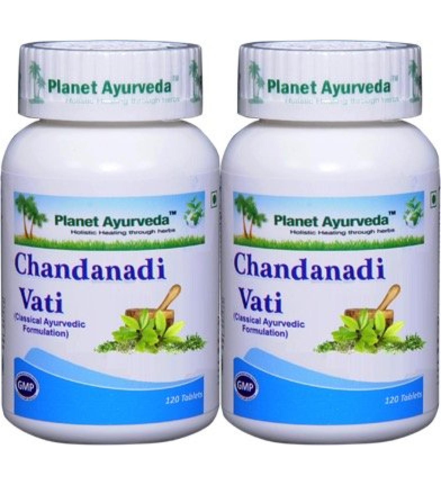 Planet Ayurveda Chandanadi Vati - 2 Bottles (Each 120 Tablets, 500mg) - Ayurvedic Remedy