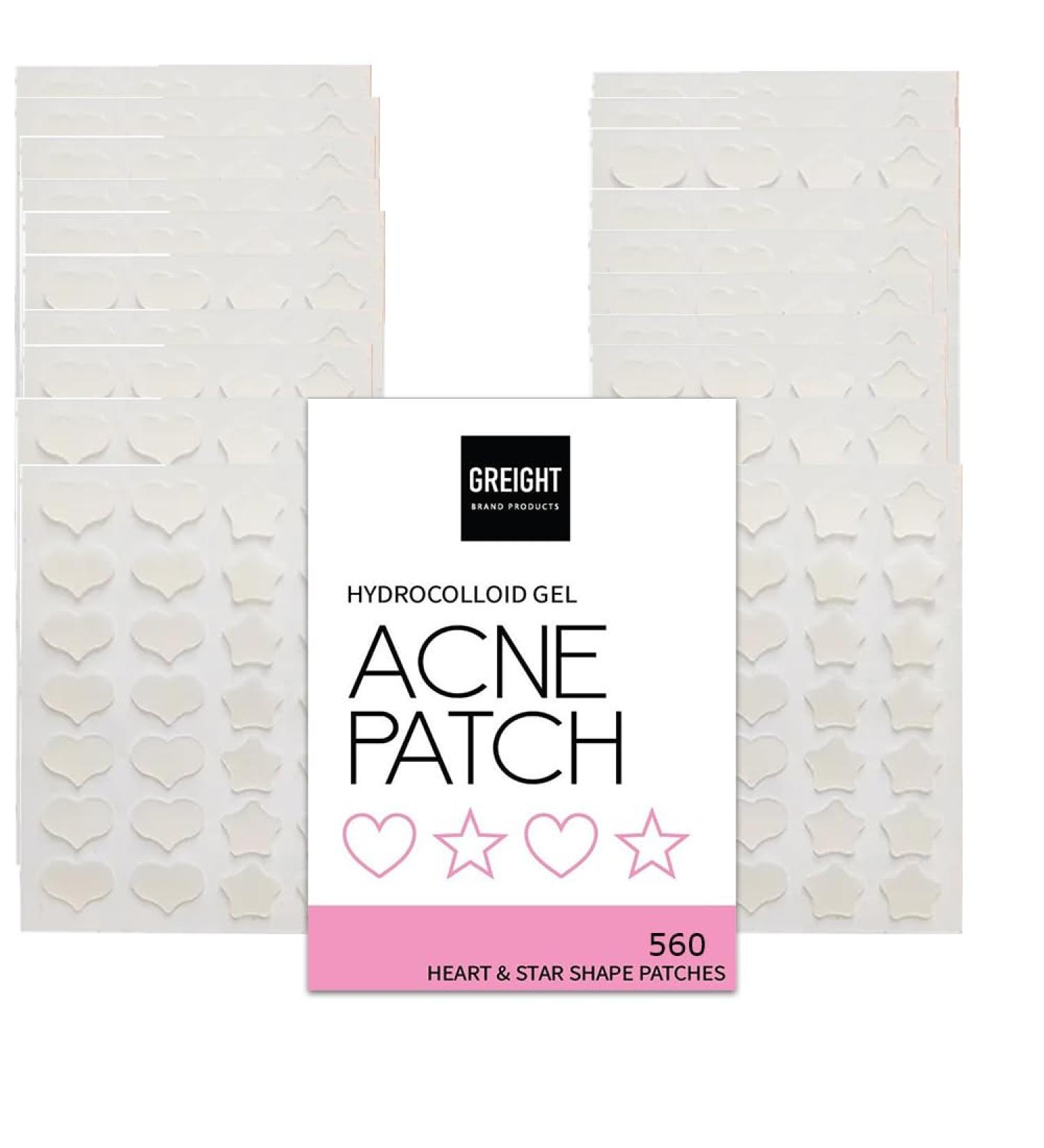 Hydrocolloid Acne Pimple Patch Heart and Star Shape 560 Patches - Acne Treatment For Breakout Conceals Acne Reduces Pimples and Blackheads