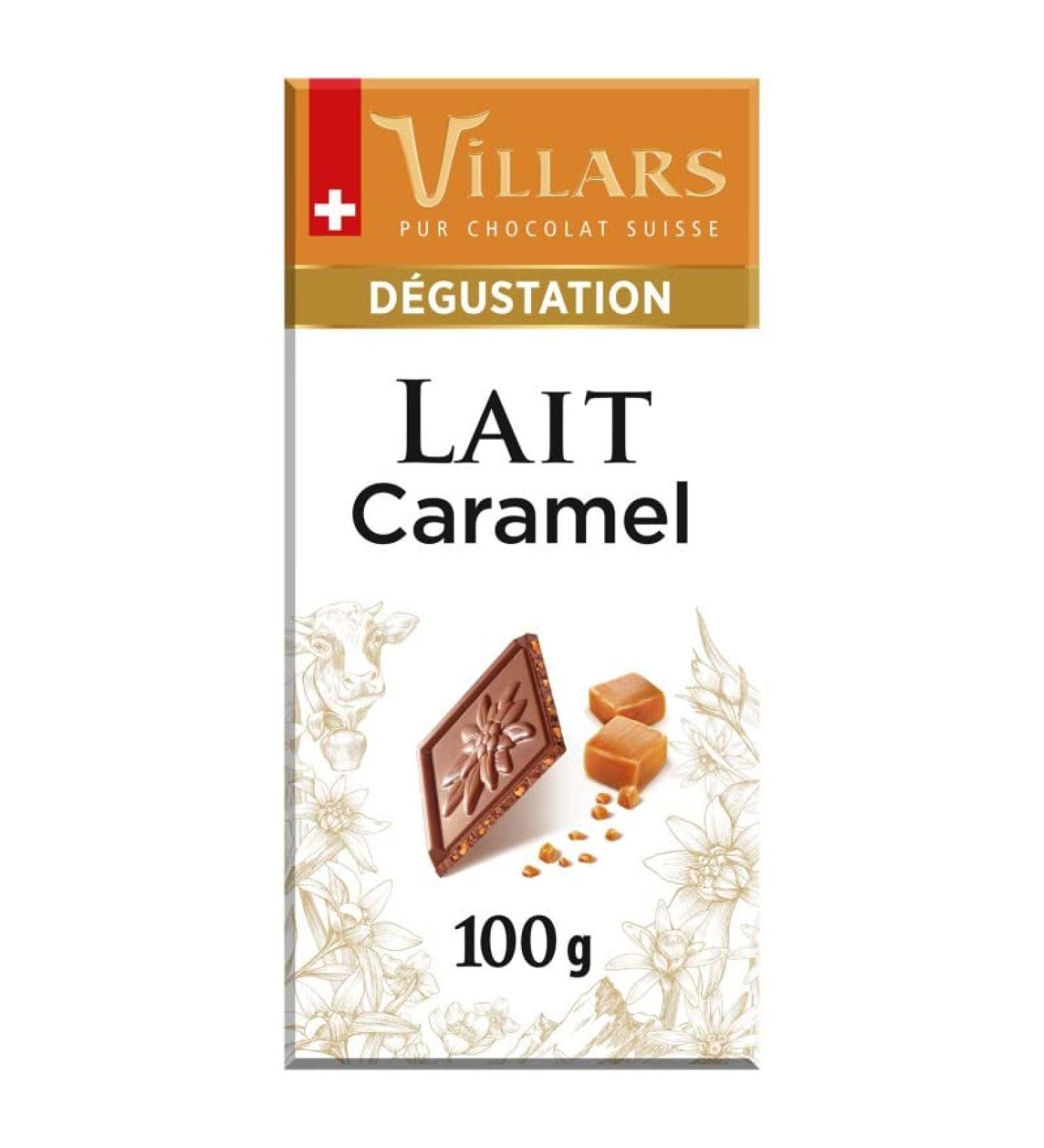 VILLARS - Milk Tasting Tablet with Caramel Chips 100G - Pack of 4 - Sold in Packs - Buy Online on GoSupps.com