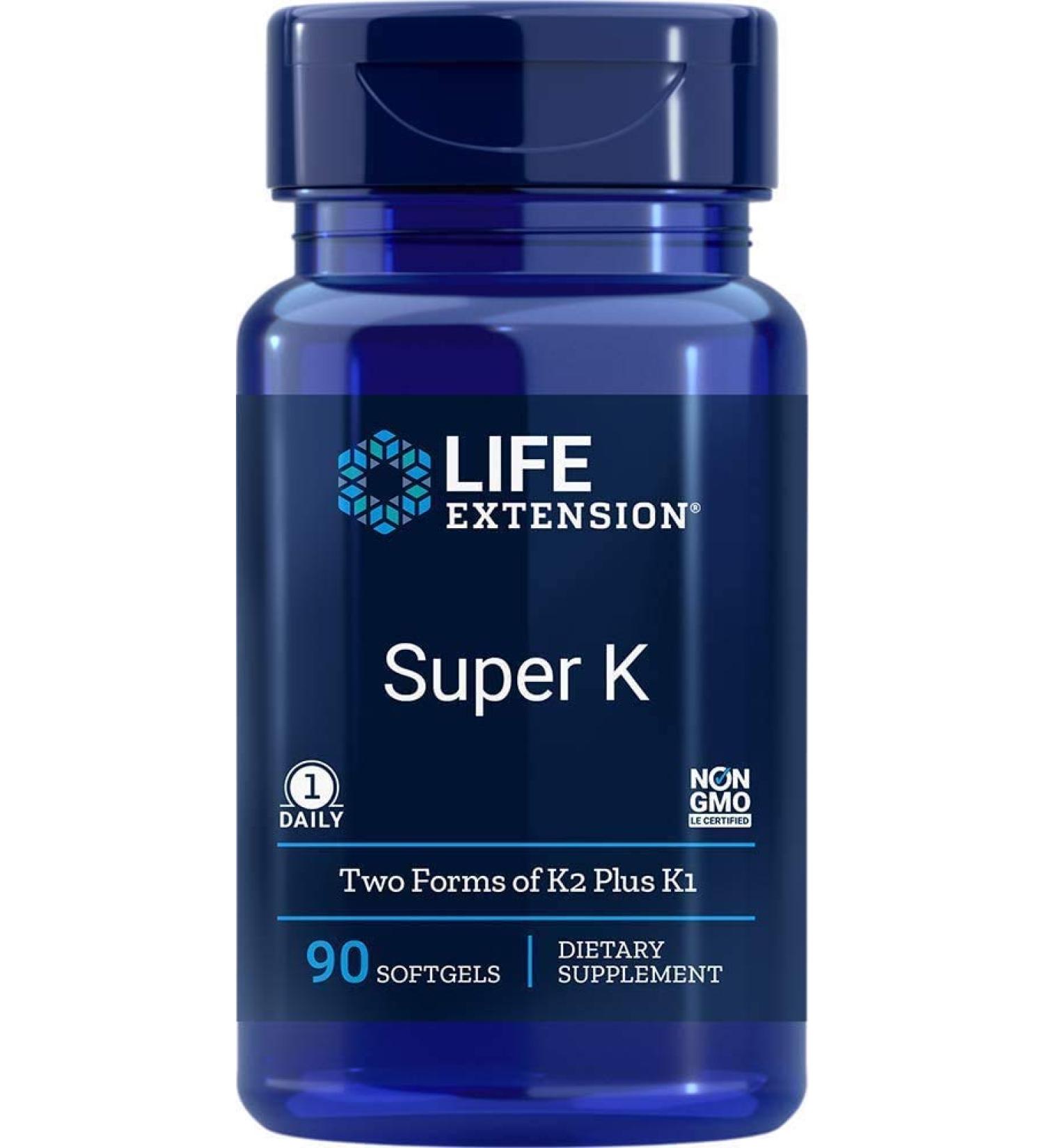 Life Extension Super K with Advanced K2 Complex 90 Softgels - 90 Count - Buy Online on GoSupps.com
