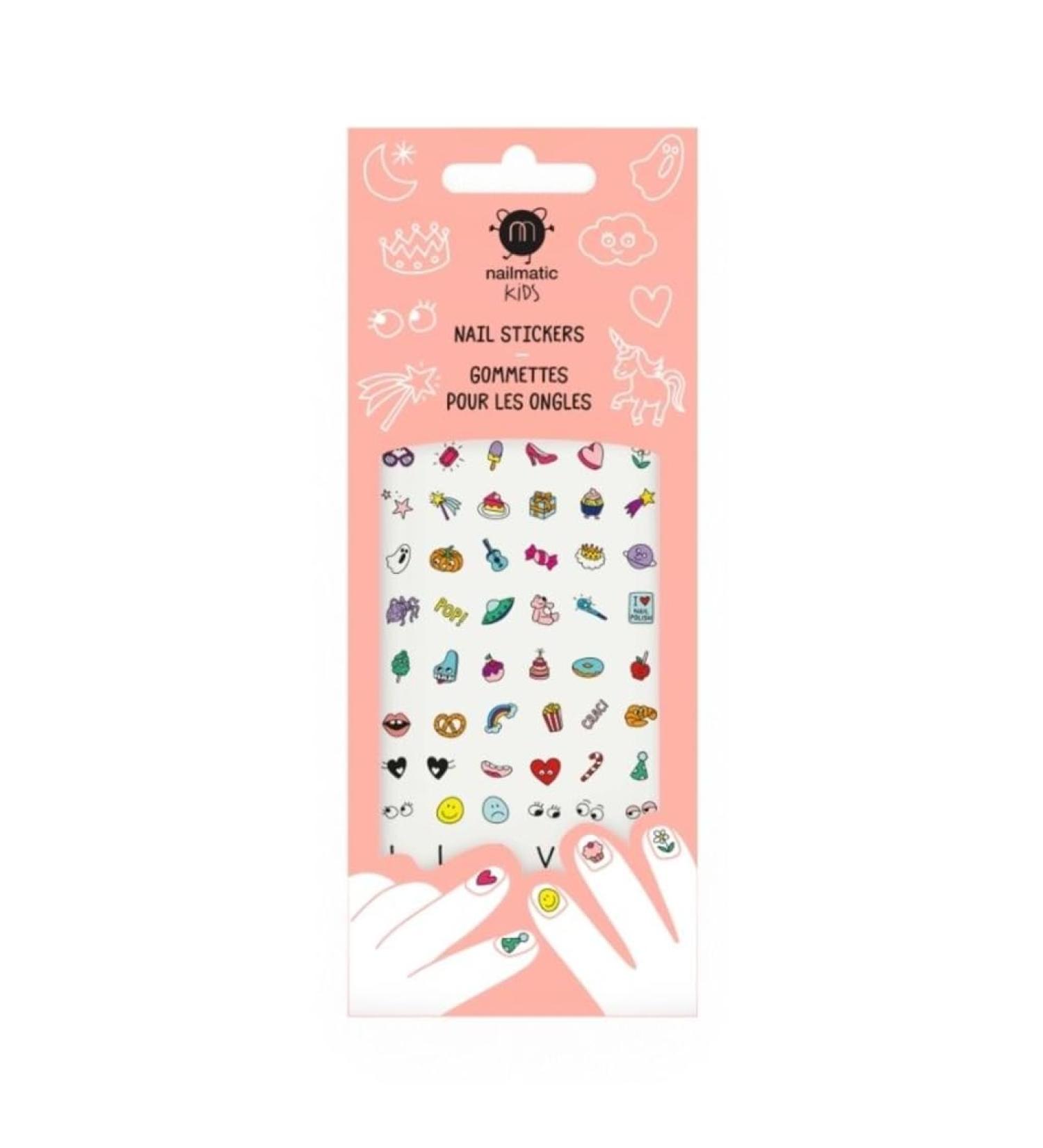 Nailmatic Magic Nail Stickers for Kids - 72 Pc Cute Nail Stickers for Nail Art DIY Manicure Decals Self Adhesive - Halloween Unicorn Rainbow Heart Star - Buy Online on GoSupps.com
