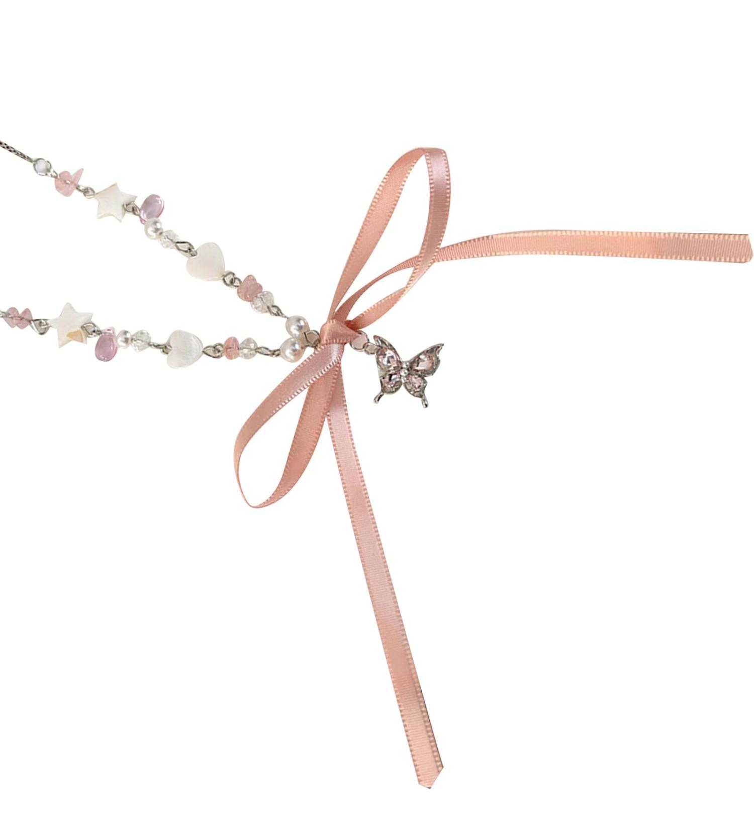 Cute Butterfly Necklace for Women & Girls | SOUTHJIELING Bow Necklace in Rose - Shop Now! - Buy Online on GoSupps.com