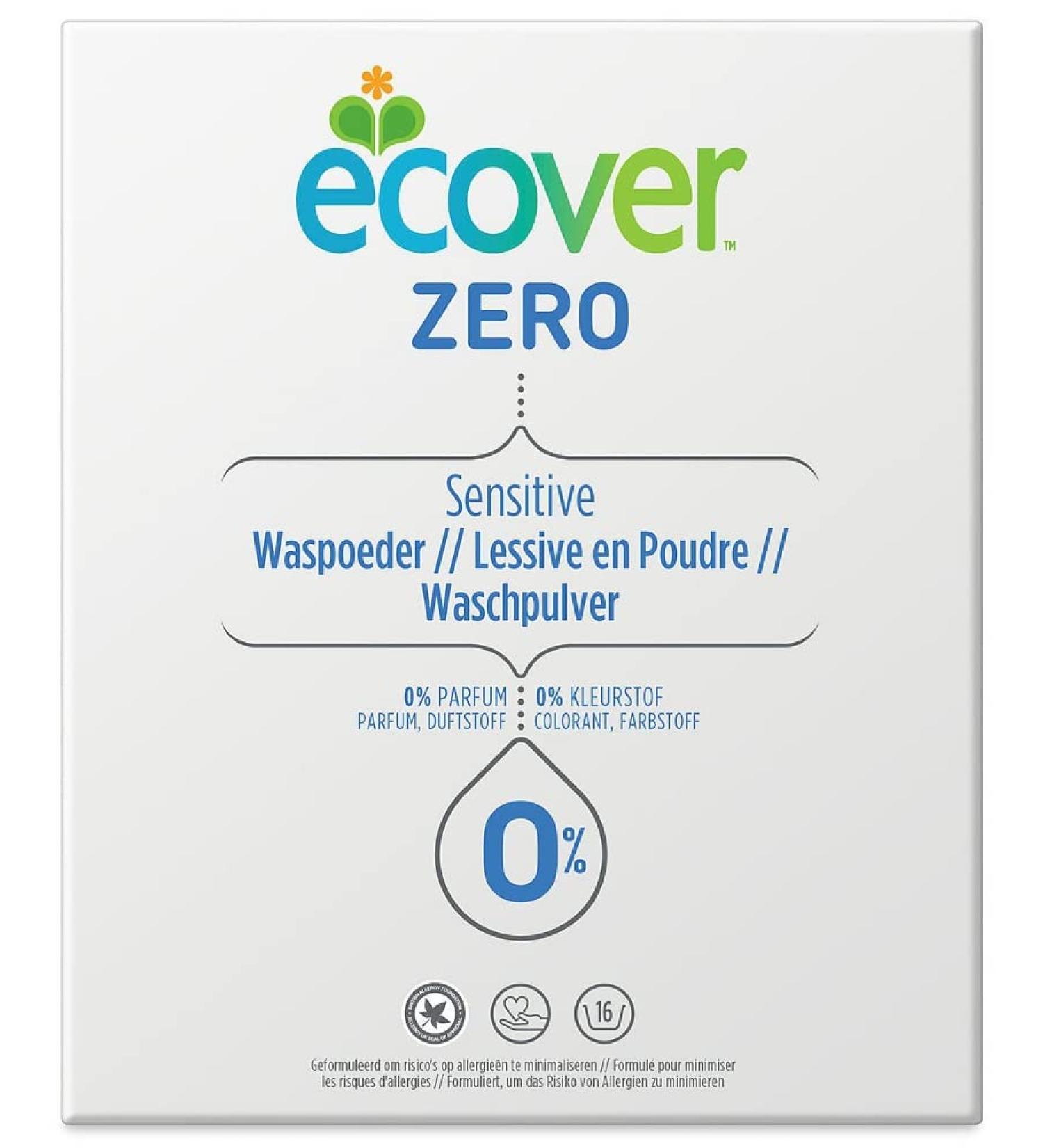 Ecover Zero Washing Powder 1.2kg | Sensitive Detergent for Allergy Sufferers | Plant-Based Ingredients | 16 Wash Loads - Buy Online on GoSupps.com