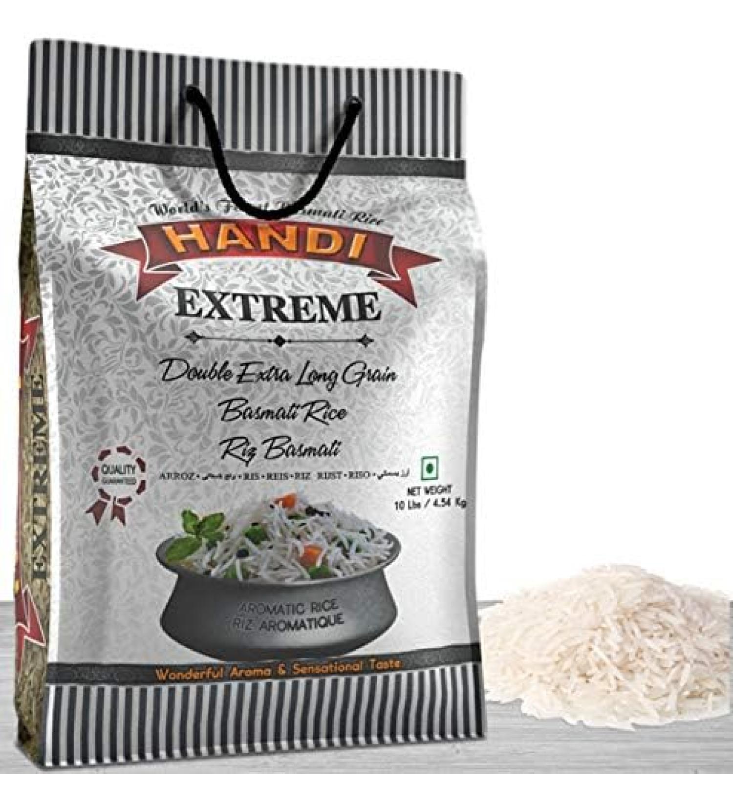 Handi Basmati Rice 10 Lbs Long Grain White Rice Gluten Free Bulk Bag Low in fat Supreme Quality - Buy Online on GoSupps.com