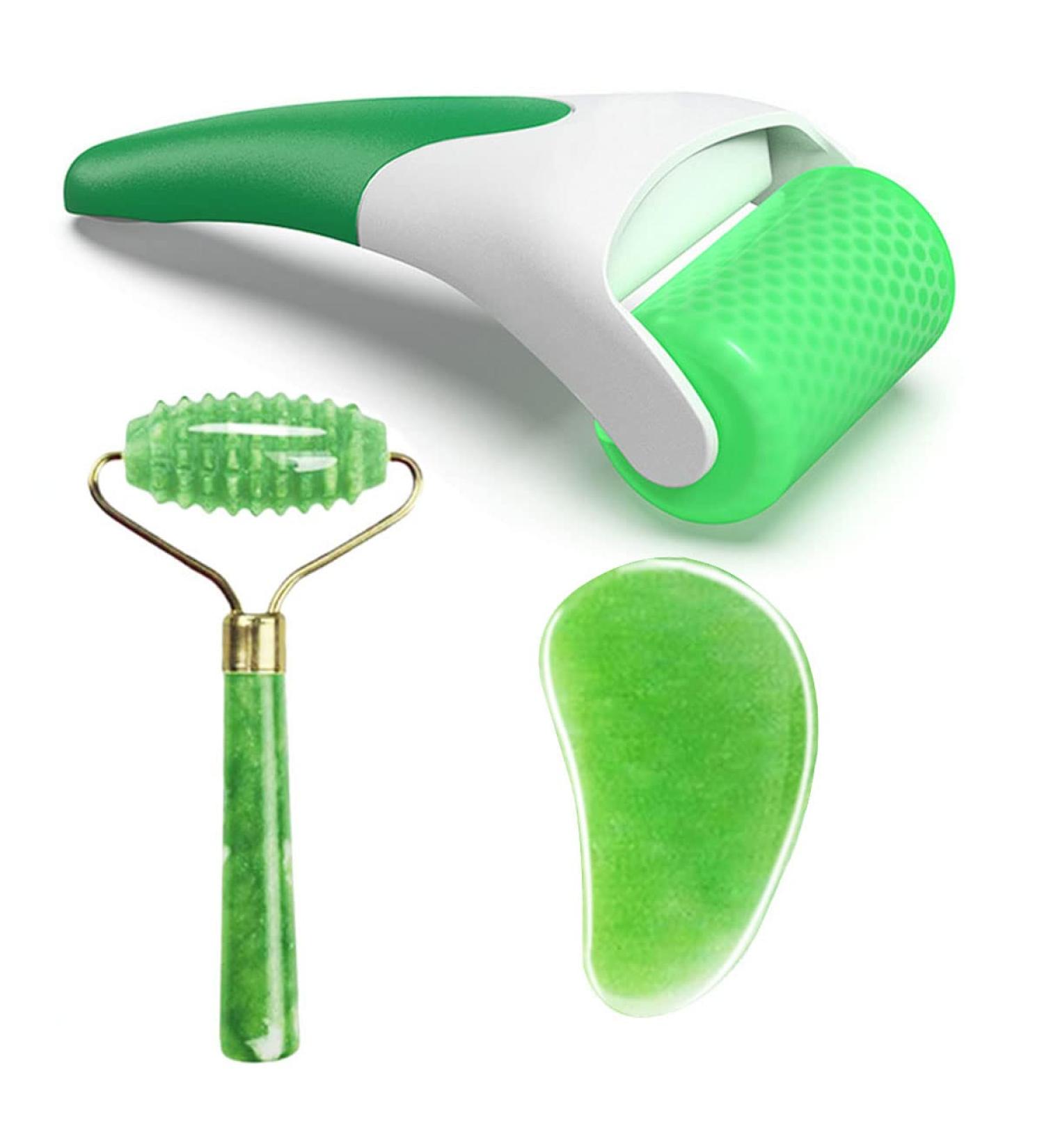 FA FIGHTART 4-in-1 Jade Gua Sha Set with Ice Roller - Cooling Face Massager and Massage Tool - Buy Online on GoSupps.com