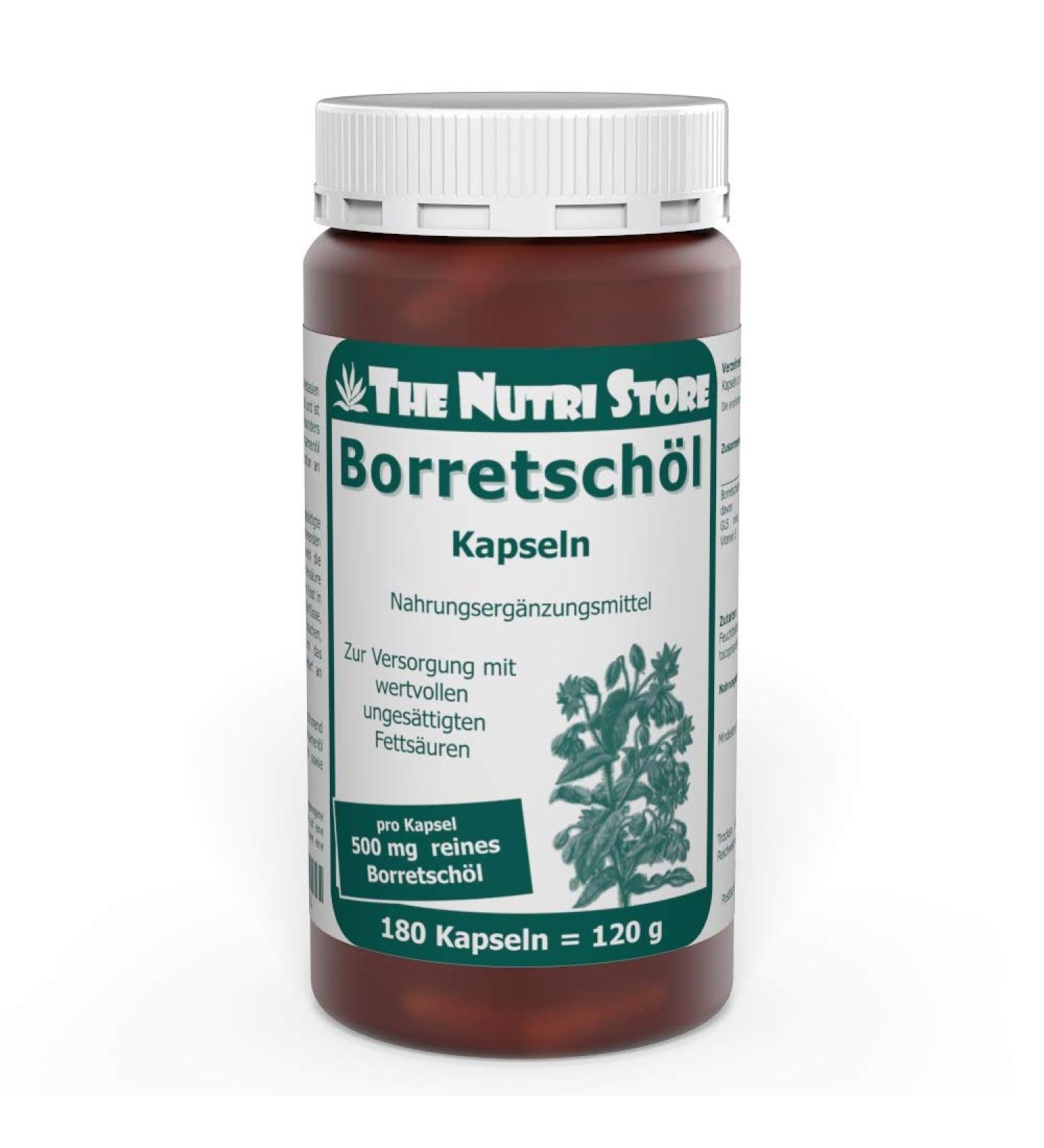 Borage Oil 500 mg Capsules - 180 pcs | Rich in Unsaturated Fatty Acids | International Shipping Available - Buy Online on GoSupps.com