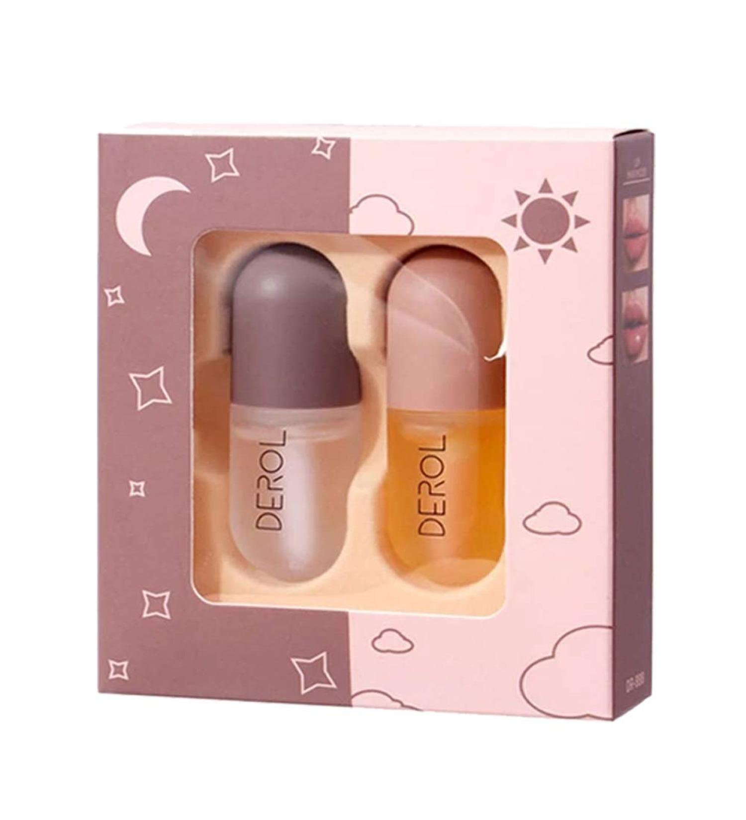 Lip Plumper Set - Natural Lip Enhancer & Care Serum for Fuller Lips - Hydrating, Reduce Fine Lines - Day & Night Lip Mask - Buy Online on GoSupps.com