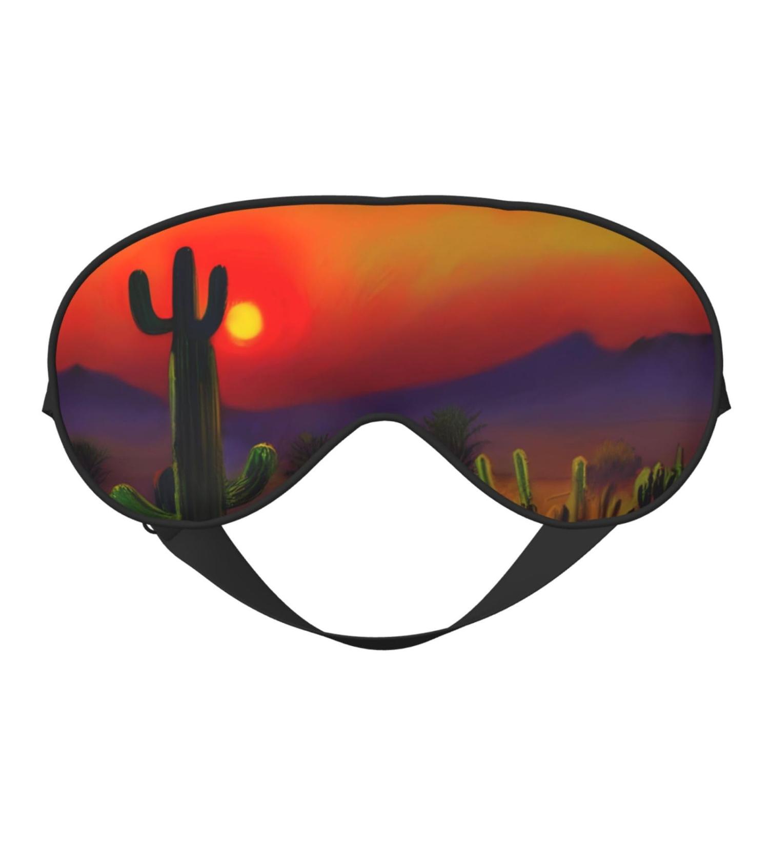 Shop Sunset Cactus Desert Print Sleep Eye Mask - Light Blocking & Adjustable for Deep Rest - Unisex Adult Design - Buy Online on GoSupps.com