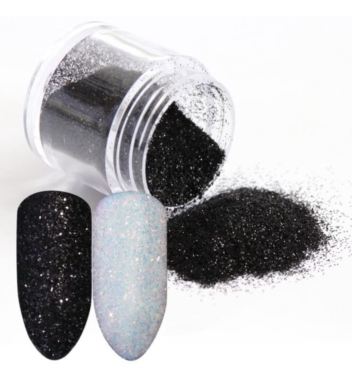 Staaar Iridescent Nail Glitter Powder Set - Black Diamond & Rosy Unicorn | Ultra Fine Sugar Effect Decoration Powder with Spoon - Buy Online on GoSupps.com