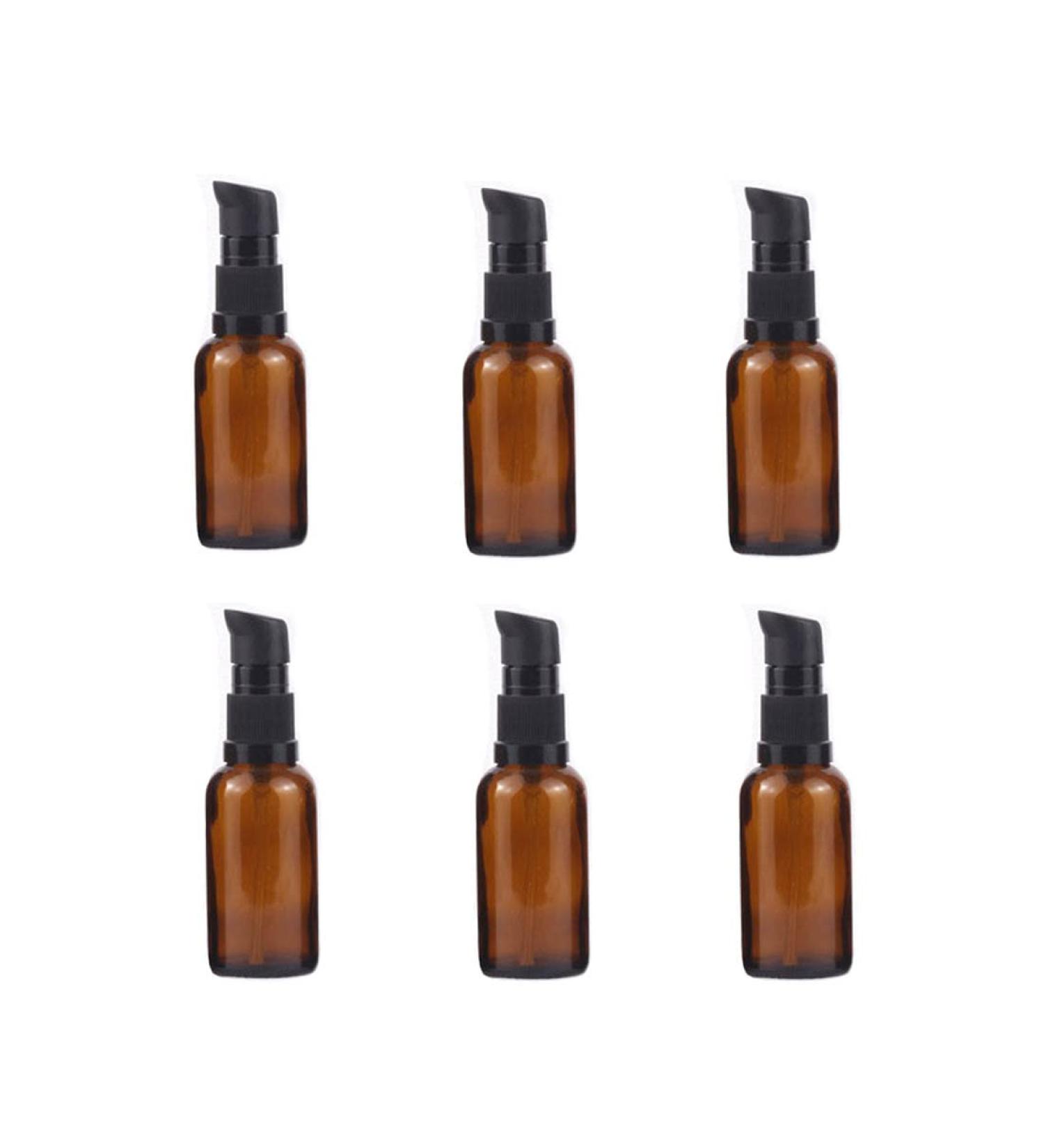 6 Pack 30ml Amber Glass Lotion Pump Bottles Travel-Friendly Empty Containers for Cream & Foundation - Buy Online on GoSupps.com