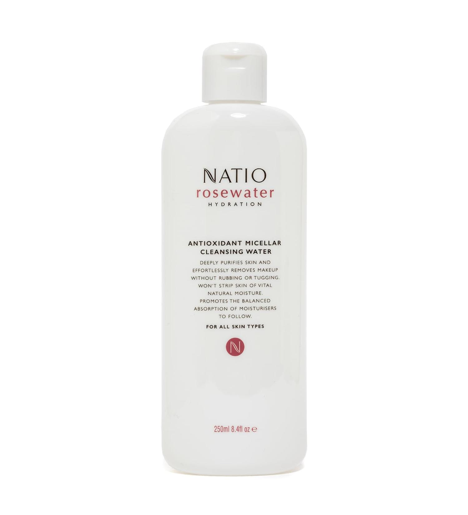 Natio Australia Rosewater Micellar Cleansing Water | 8.4 oz Makeup Remover & Antioxidant Facial Cleanser for All Skin Types - Shop Internationally - Buy Online on GoSupps.com