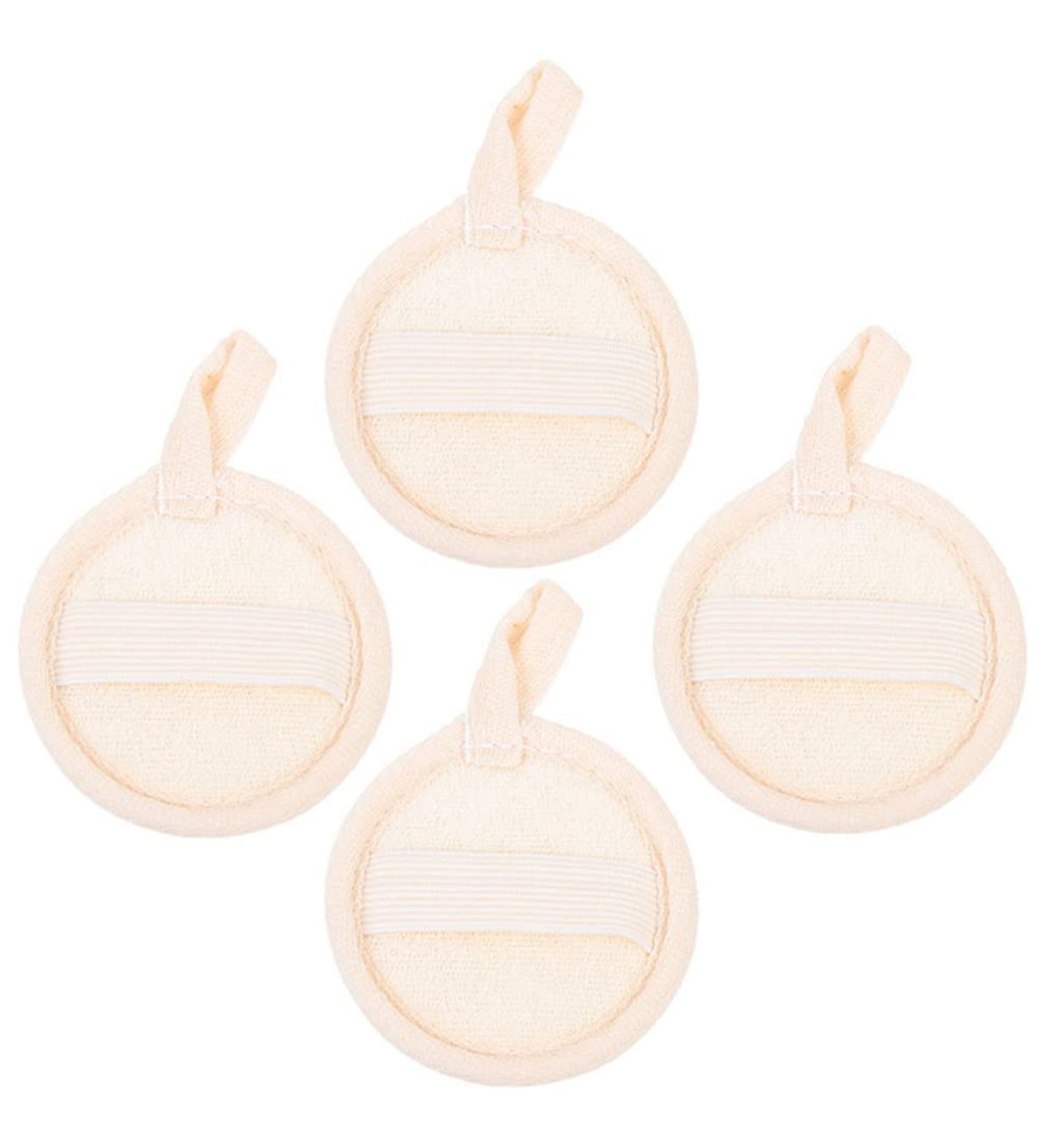 FRCOLOR Face Scrubber Set - 4pcs Exfoliating Loofah Pad for Bath & Shower - Natural Sponge Brush for Men & Women - Beige Skin Care Tools - Buy Online on GoSupps.com