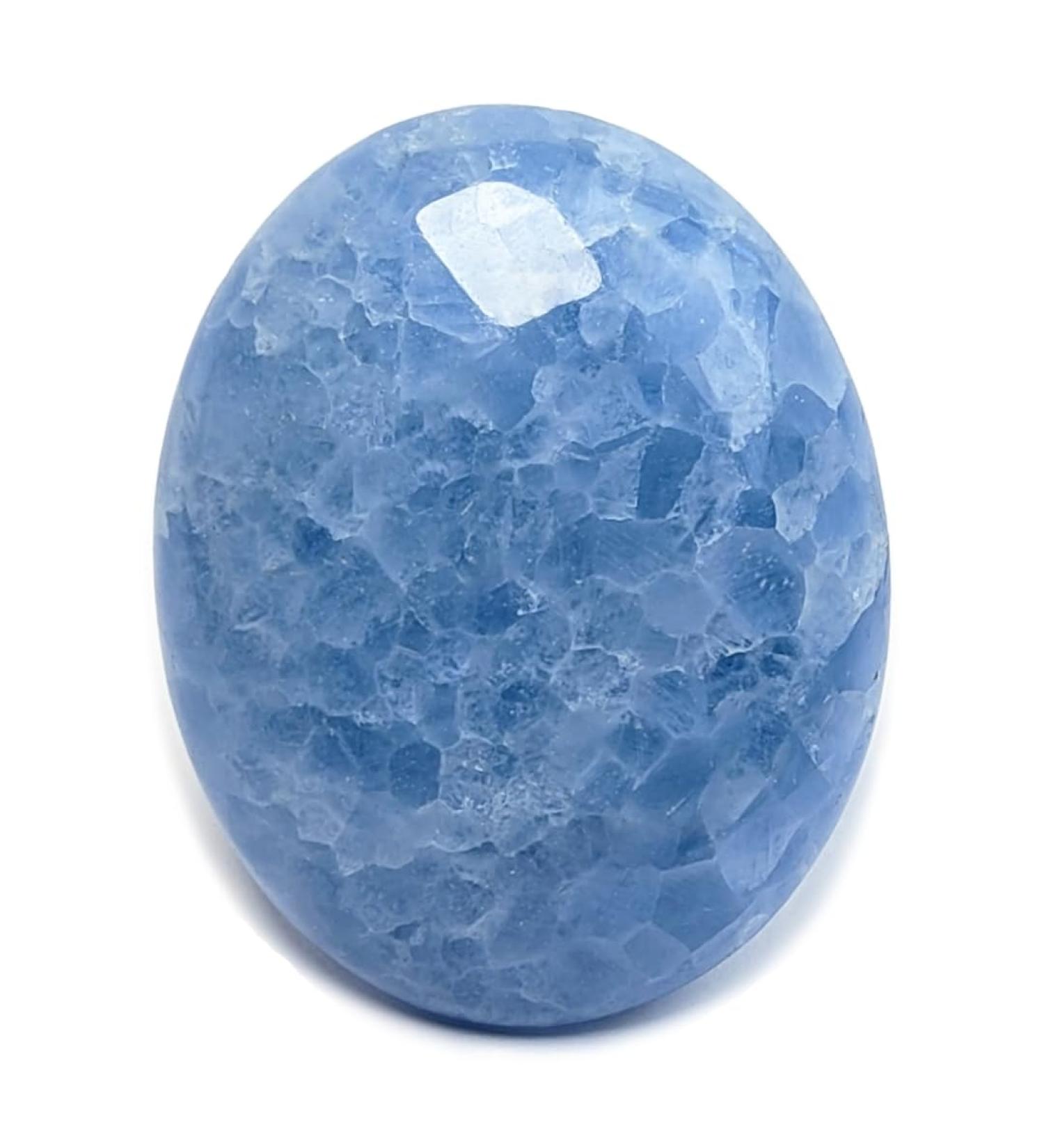 Buy Eusice Blue Calcite Natural Stone - Handmade Healing & Relaxation Gem for Wellness Meditation & Yoga | 100g-150g Ethical High-Quality - Buy Online on GoSupps.com