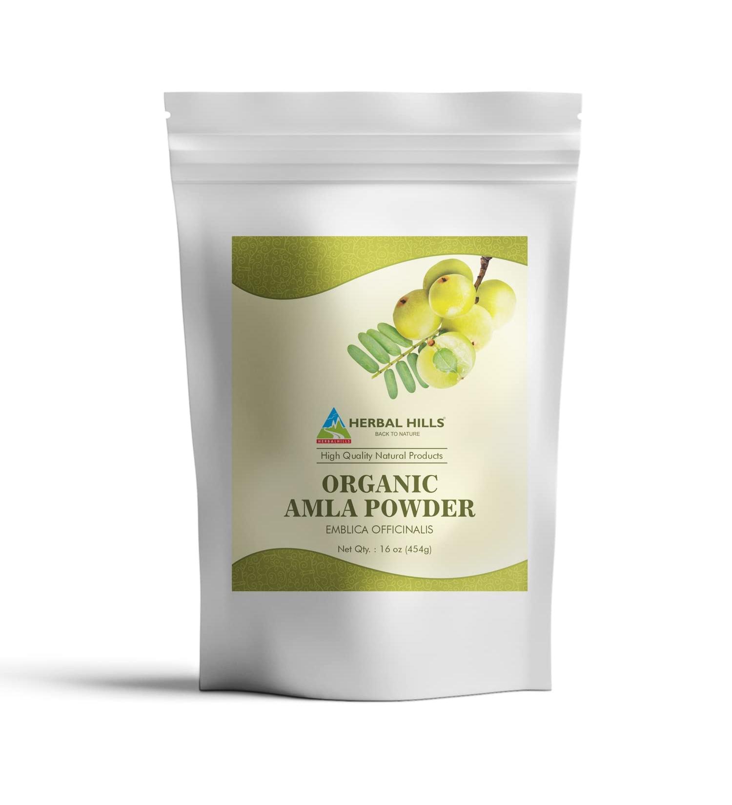Herbal Hills Organic Amla Powder - USDA Certified | Rich in Vitamin C | 16 oz (454g) Pack | Antioxidant Indian Gooseberry Powder - Buy Online on GoSupps.com