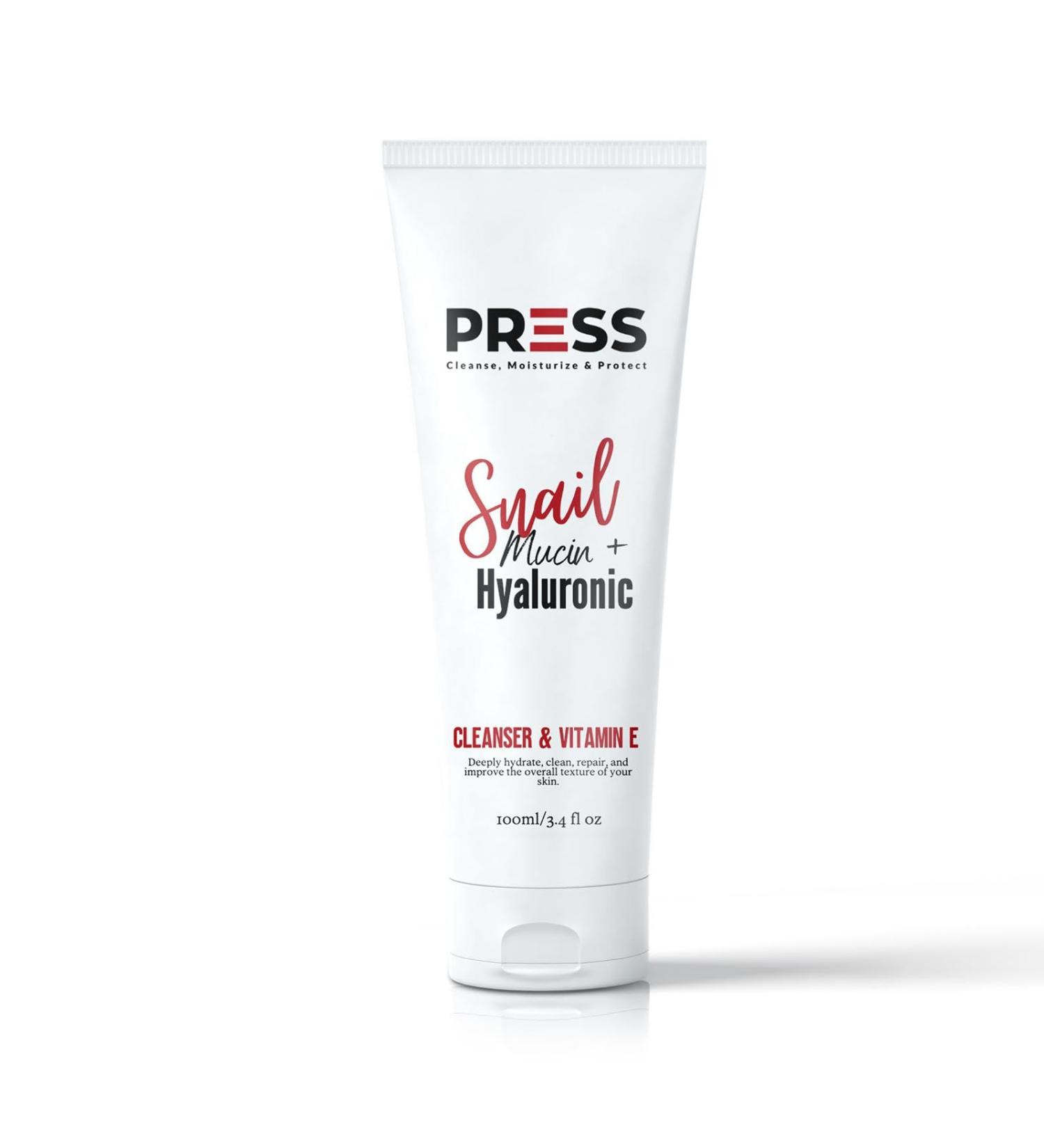 PRESS Snail Mucin Facial Cleanser with Hyaluronic Acid & Vitamin E | Refreshing 6 oz Skincare Solution for All Skin Types - Buy Online on GoSupps.com