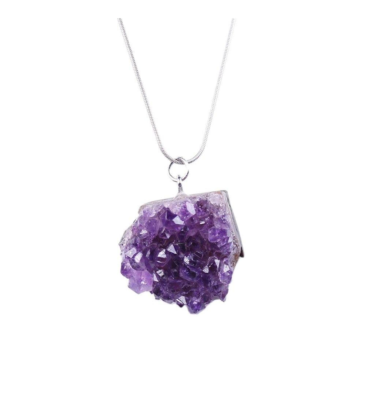 Real Natural Crystal Necklace Raw Amethyst Quartz Purple Crystal Cluster Pendant Stones Specimen Home Decoration Crafts ERDBGRZA - Buy Online on GoSupps.com