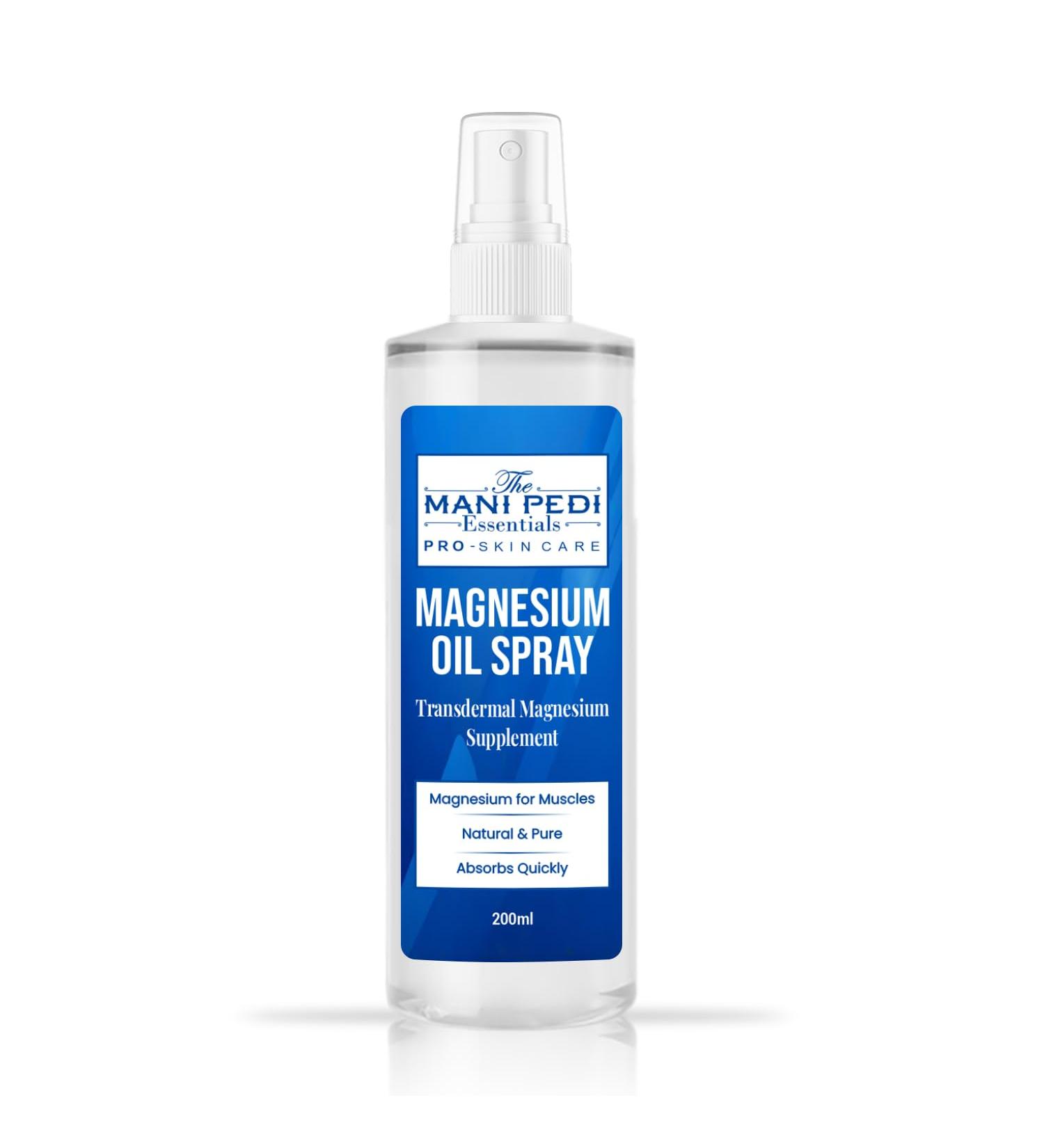 The Mani Pedi Essentials Magnesium Oil Spray. Quick Absorbing Topical Magnesium Supplement. Helps Muscles & Joints May Promotes Better Sleep 7 fl. oz - Buy Online on GoSupps.com
