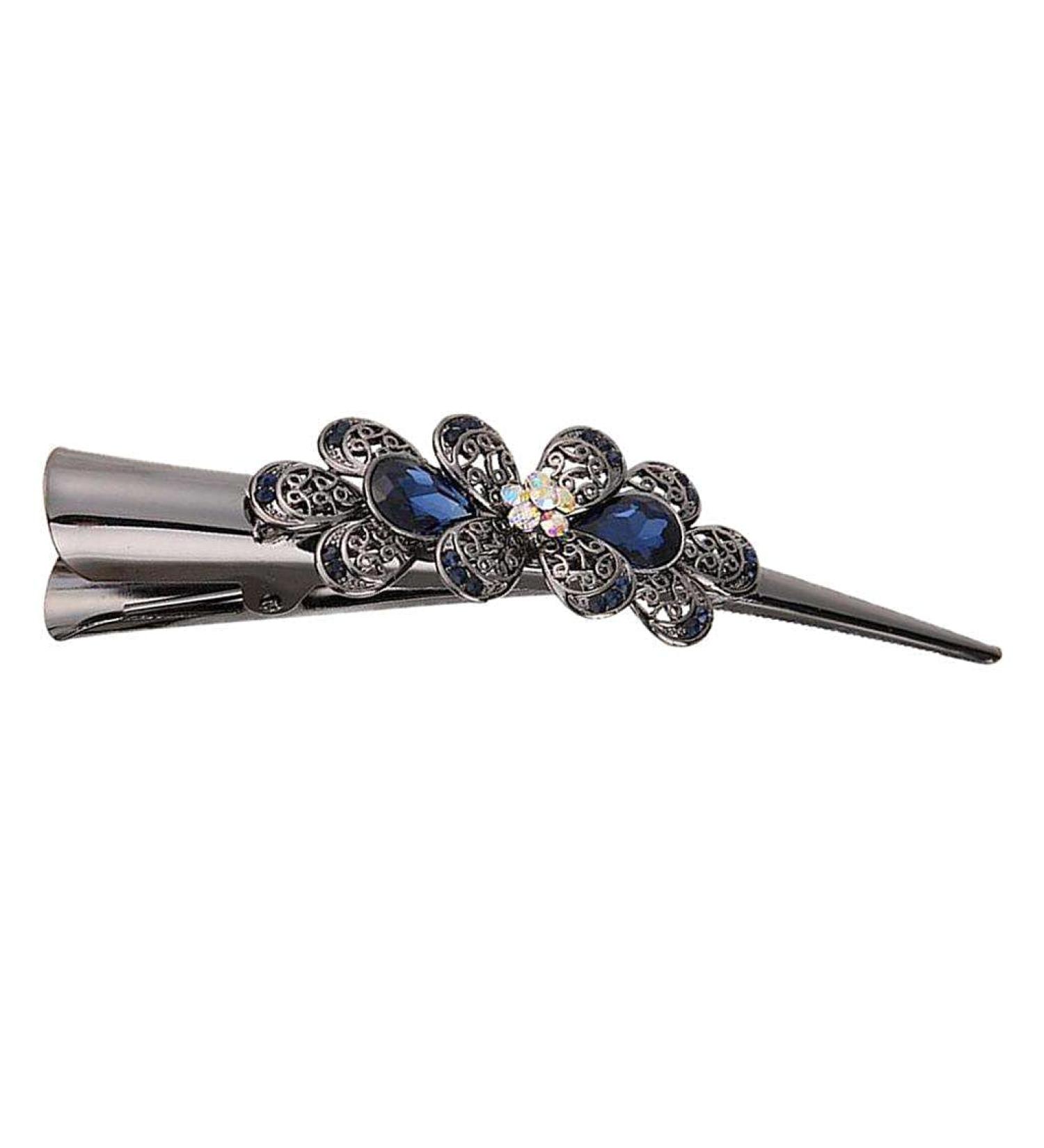 Sharplace Metal Hair Clips with Flower Rhinestones - Stylish Women's Hair Accessories in Blue - Buy Online on GoSupps.com