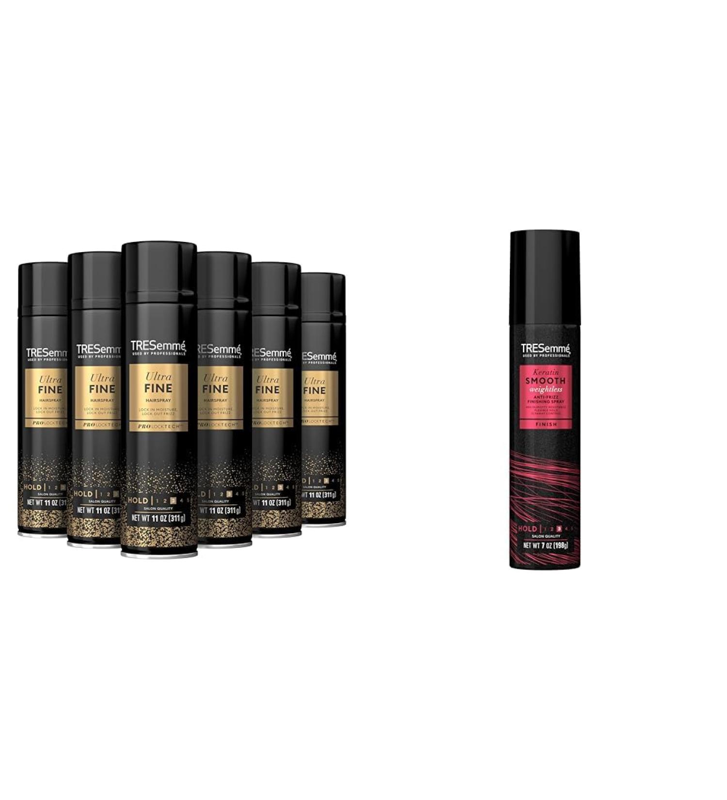 TRESemm Anti-Frizz & Ultra Fine Mist Hairspray Bundle with Keratin Smooth Flexible Hold 7 oz & Frizz Control Pro Lock Tech 11 oz Pack of 6 - Buy Online on GoSupps.com