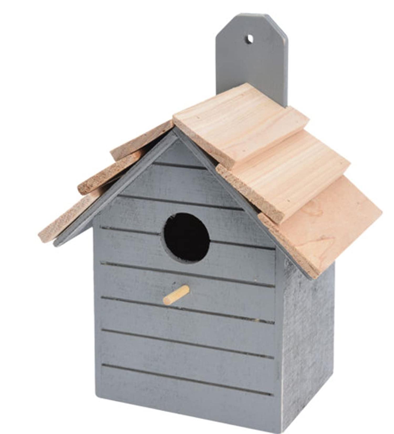 ABRUS Wooden Bird House Outdoors | Assorted Decorative Hanging Bird House Garden (Grey)